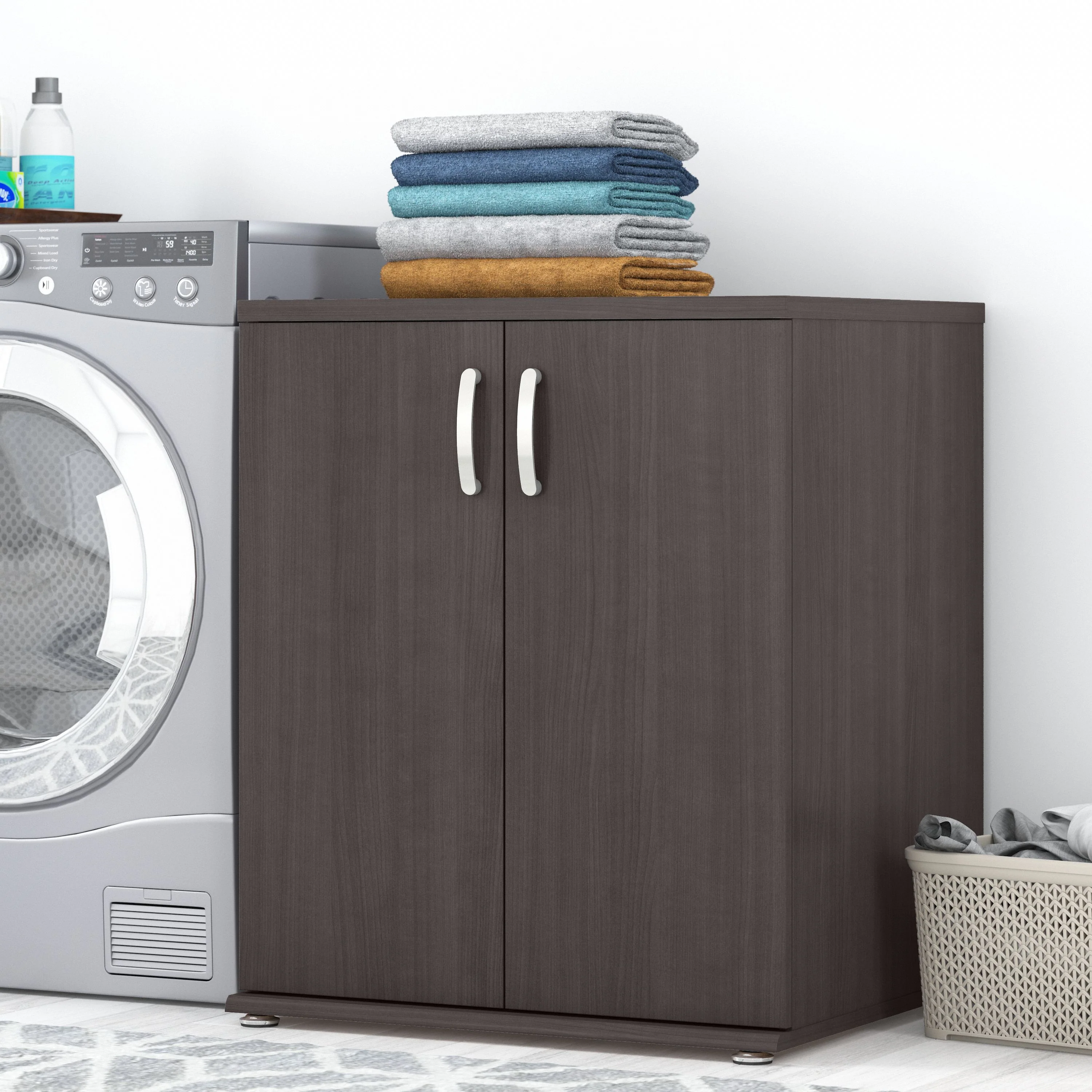 Universal Laundry Room Storage Cabinet with Doors and Shelves
