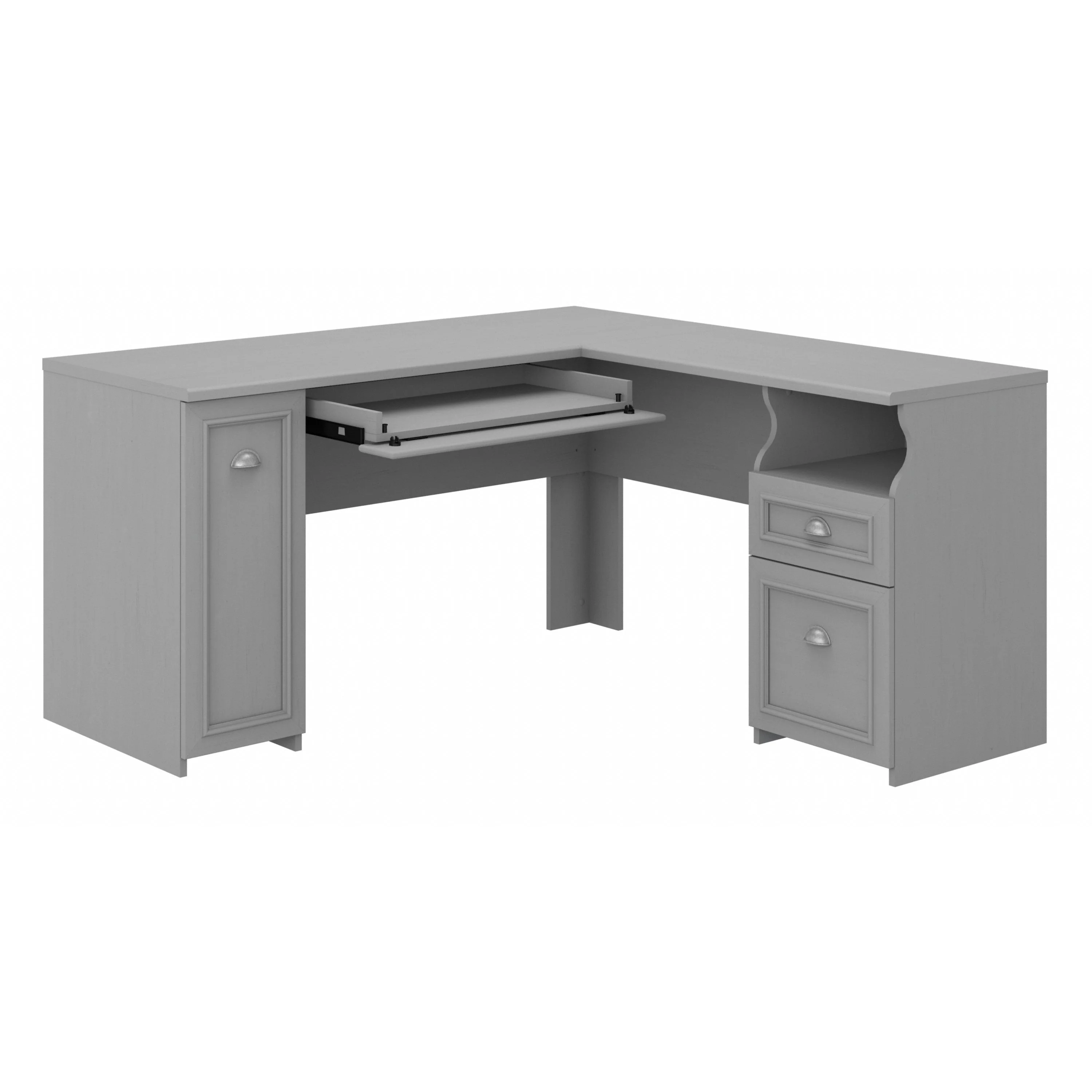 Fairview 60W L Shaped Desk with Drawers and Storage Cabinet