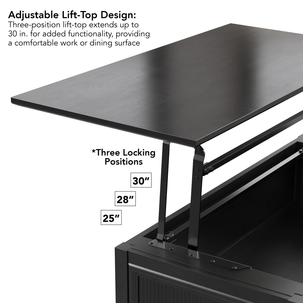 Bush Home Camille 47W Fluted Lift Top Coffee Table with Storage