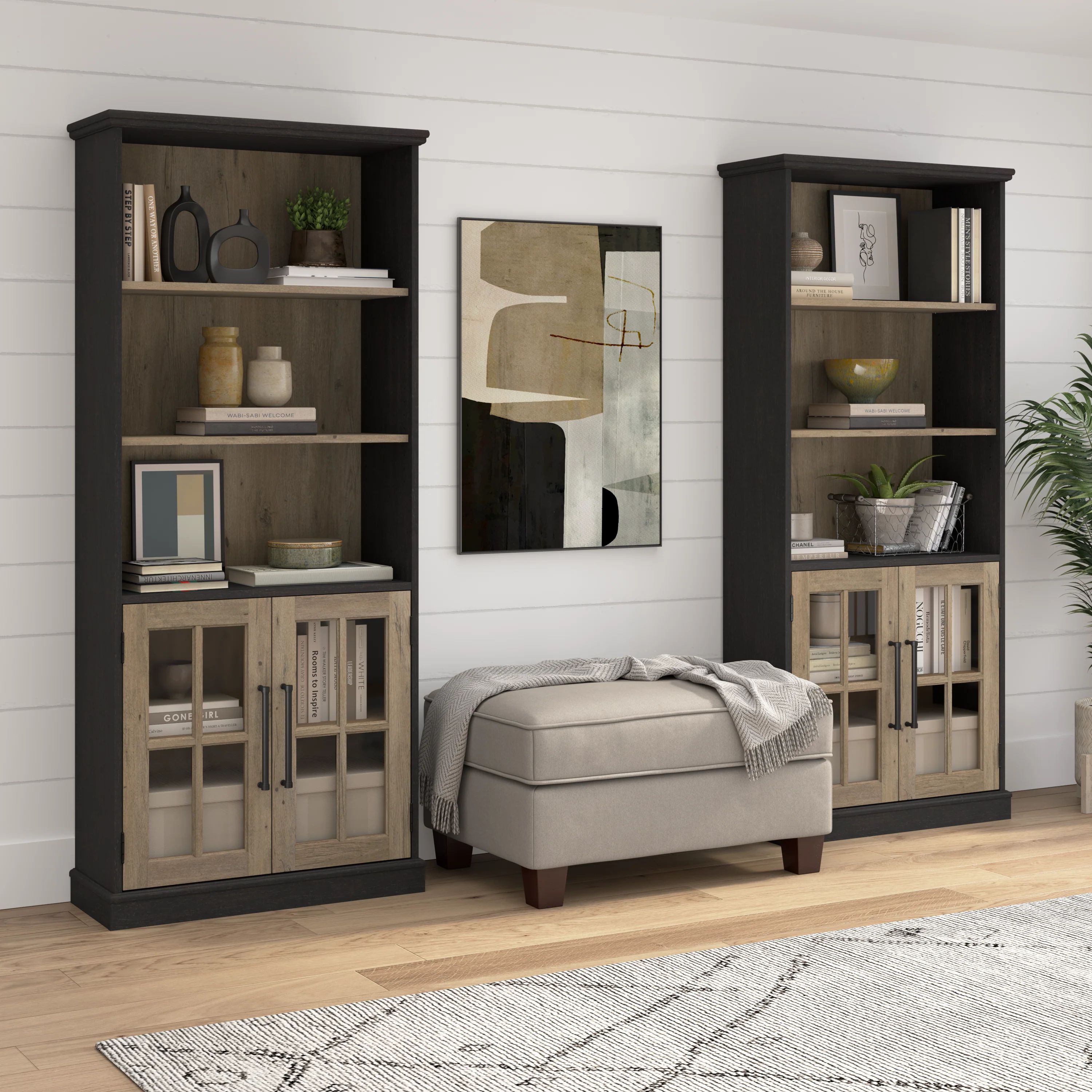 Westbrook 5 Shelf Bookcase with Glass Doors - Set of 2