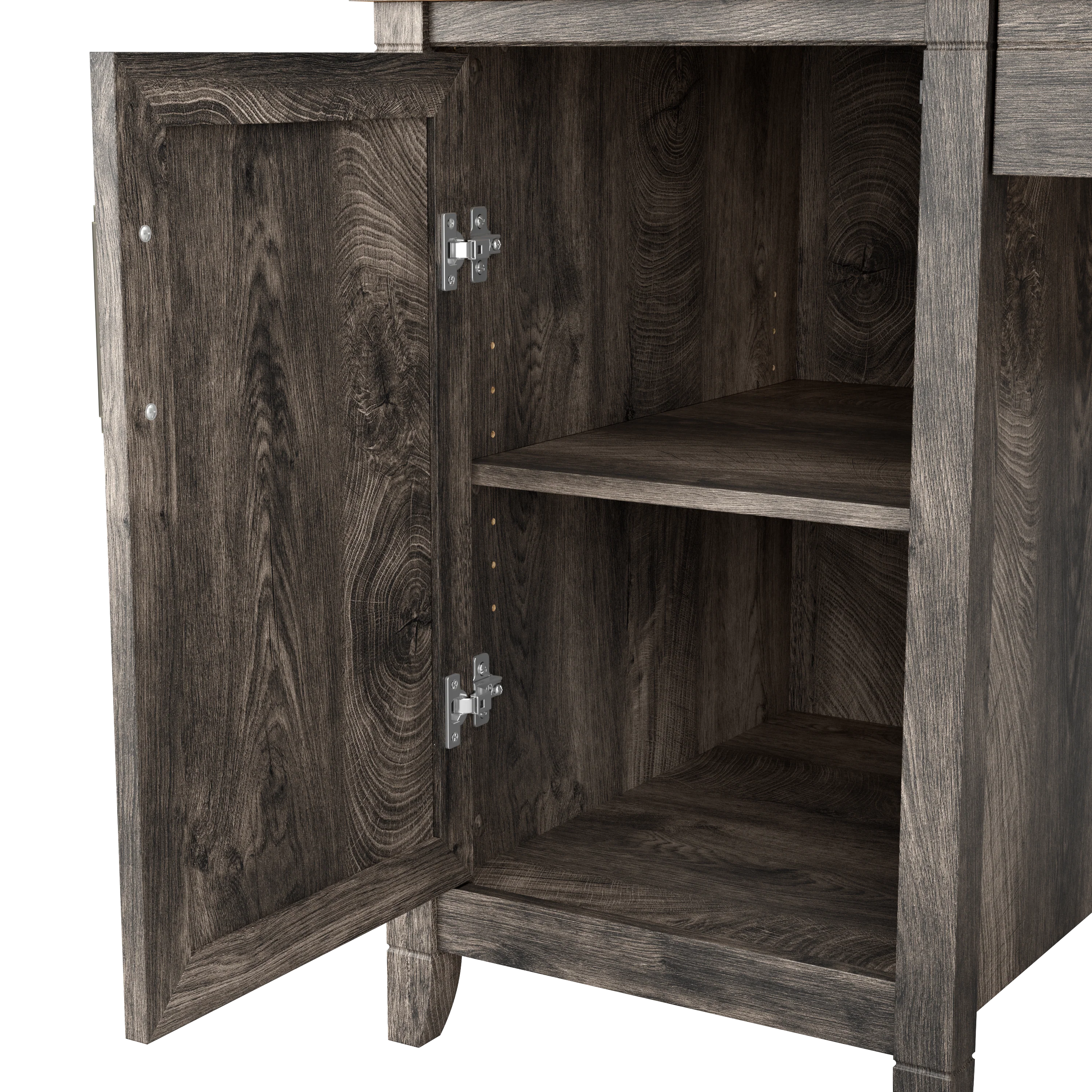 Key West 54W Computer Desk with Storage and Mid Back Tufted Office Chair