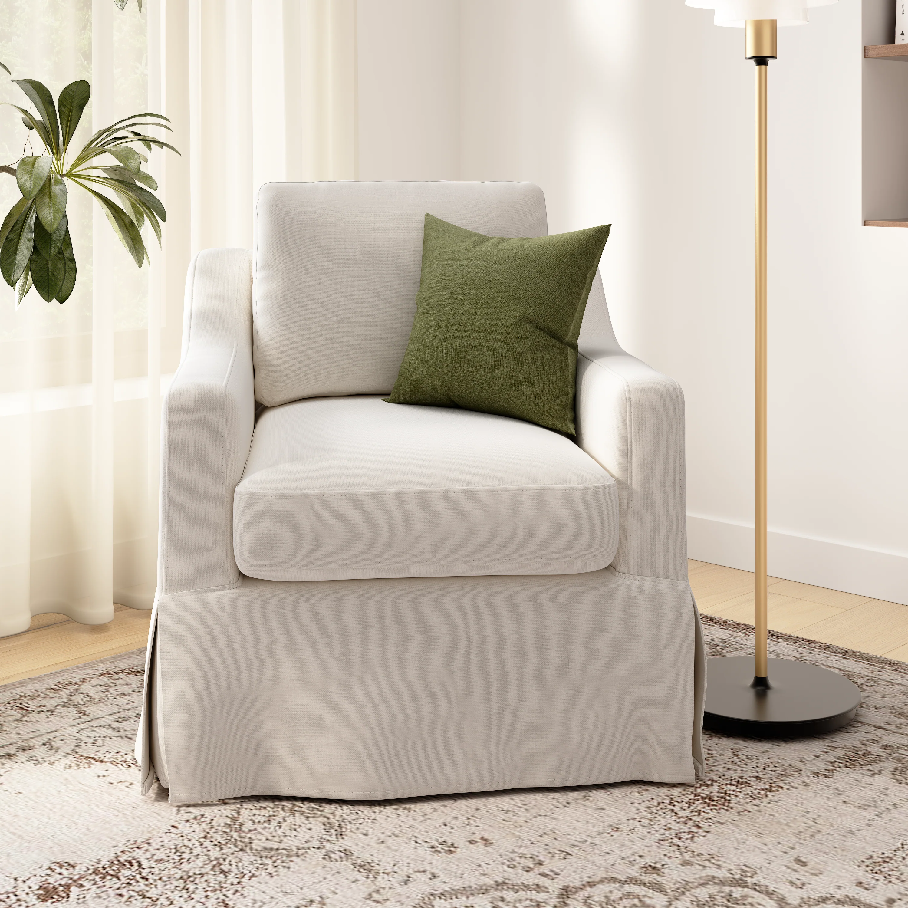 Bush Home Harper Swivel Accent Chair with Slipcover