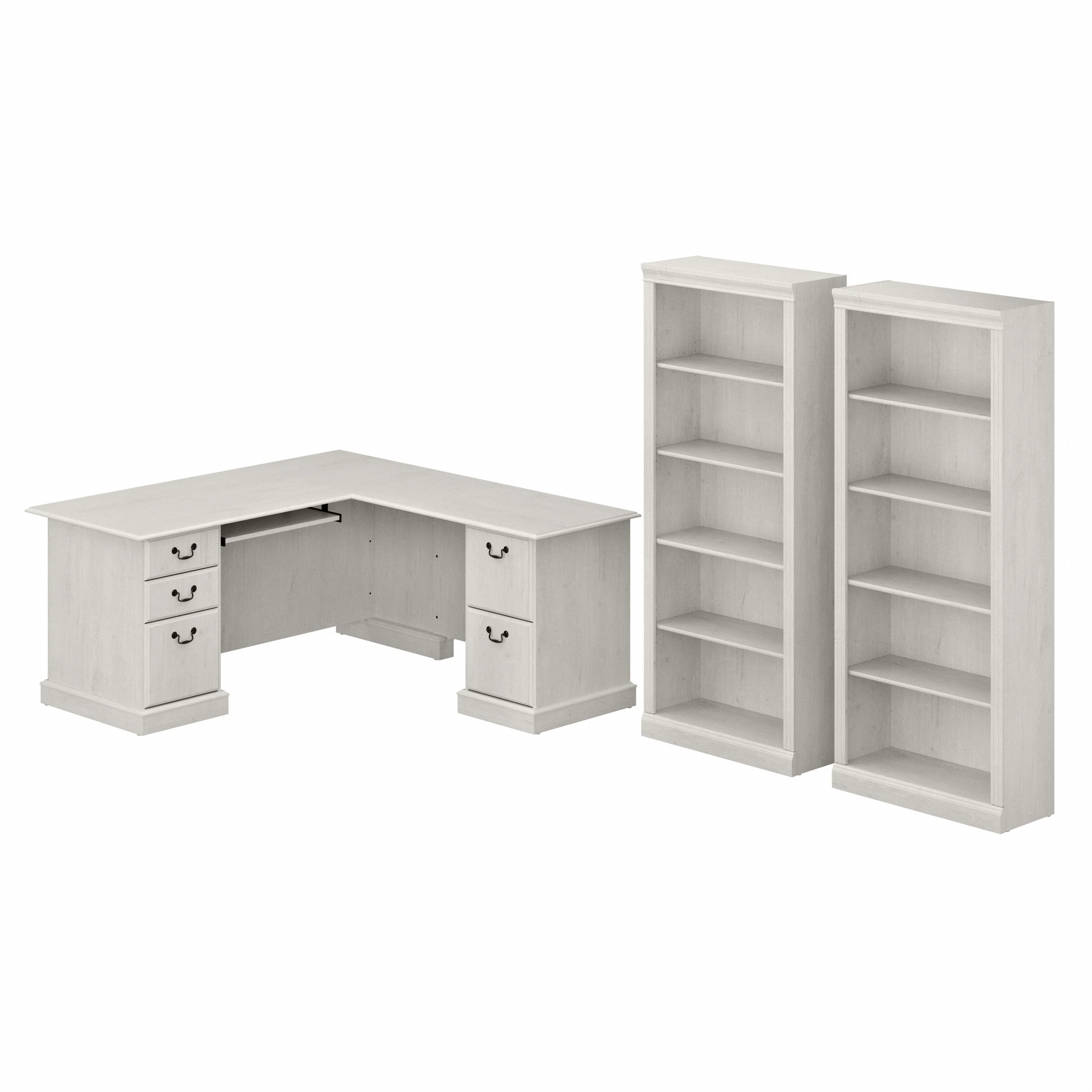 Saratoga L Shaped Computer Desk and Bookcase Set
