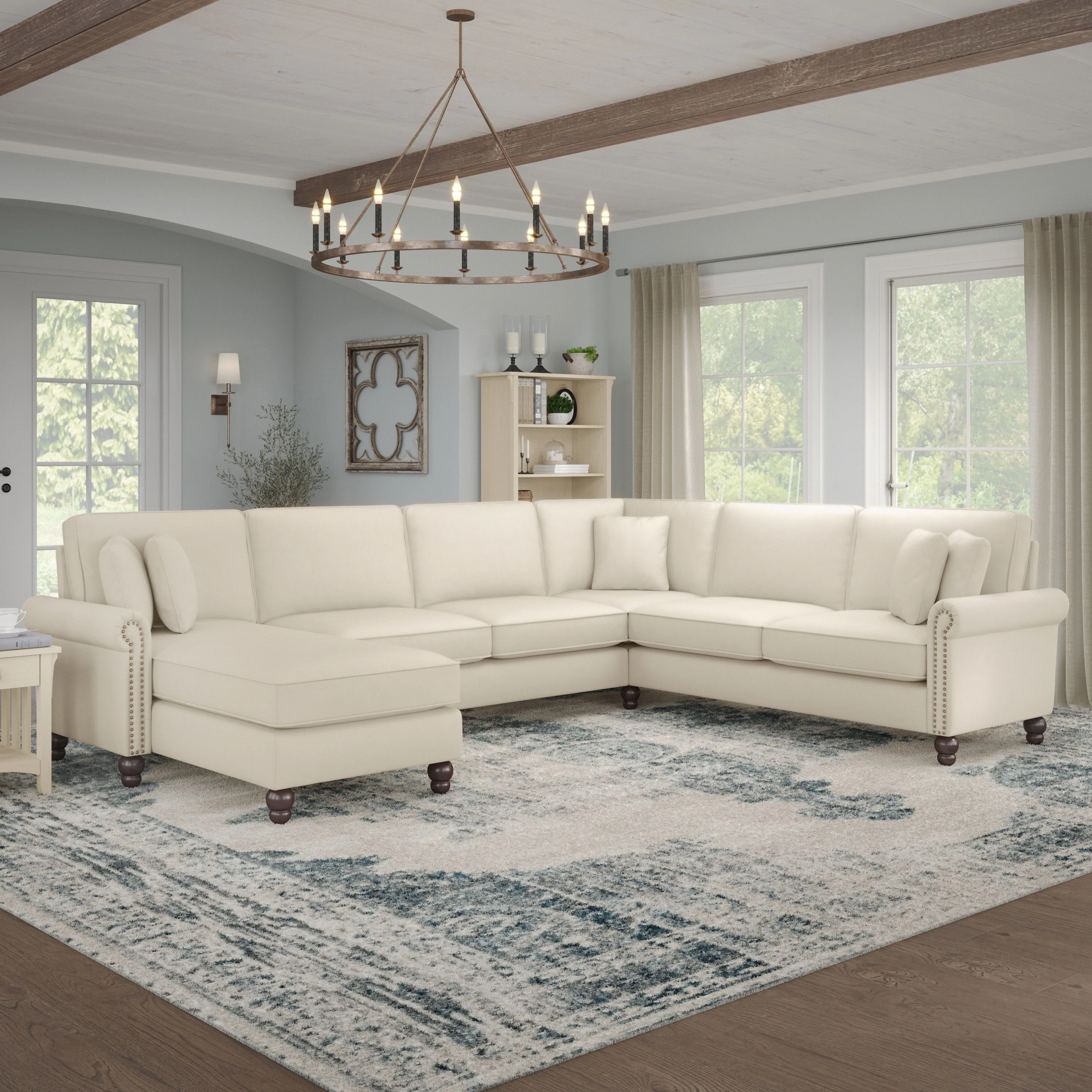 Coventry 128W U Shaped Sectional Couch with Reversible Chaise Lounge