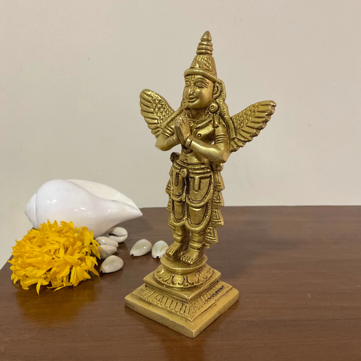 6 Inches Garuda Brass Idol - Pooja Statue for Home - Festive Decor