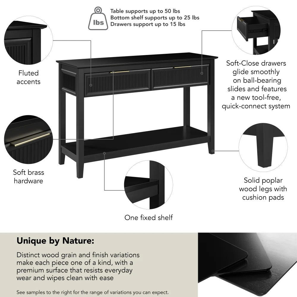 Bush Home Camille Fluted Console Table with Drawers