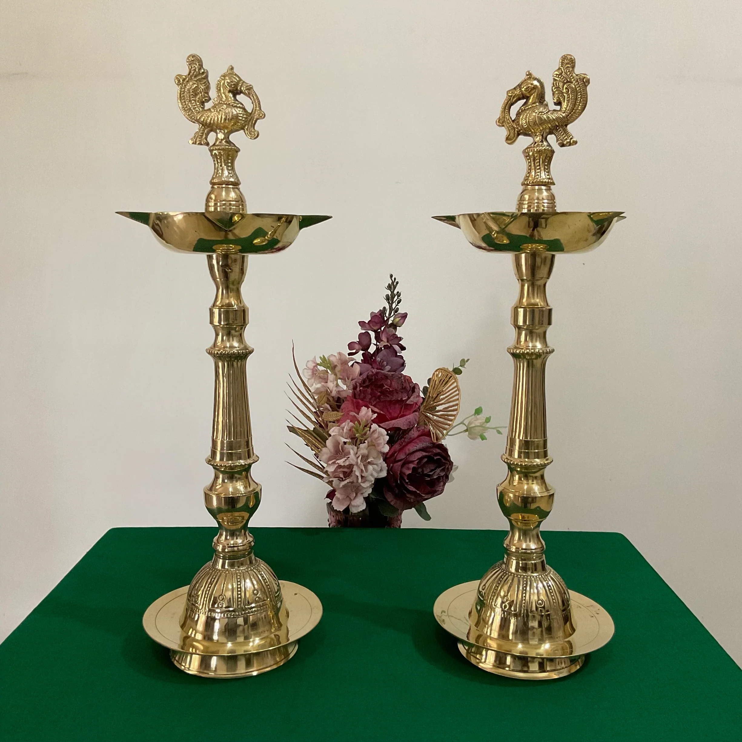 18” Annapakshi Nilavilakku (Set of 2) - Handmade Brass lamp - Decorative Decor