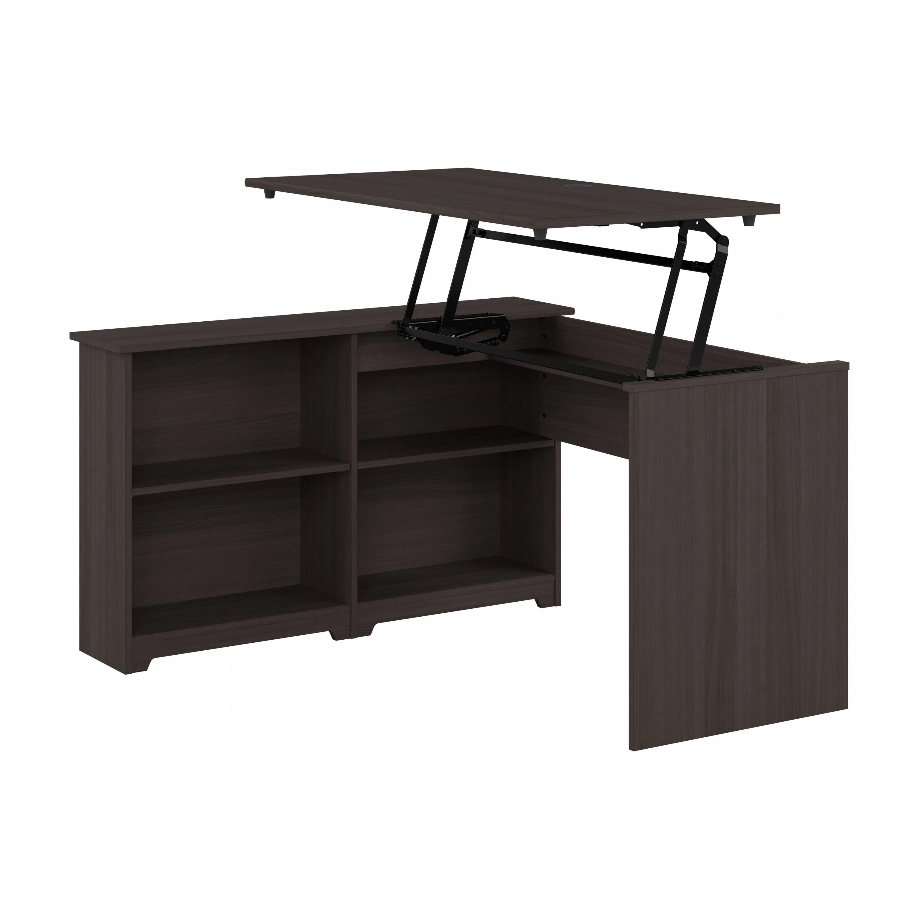 Cabot 52W 3 Position Sit to Stand Corner Desk with Shelves