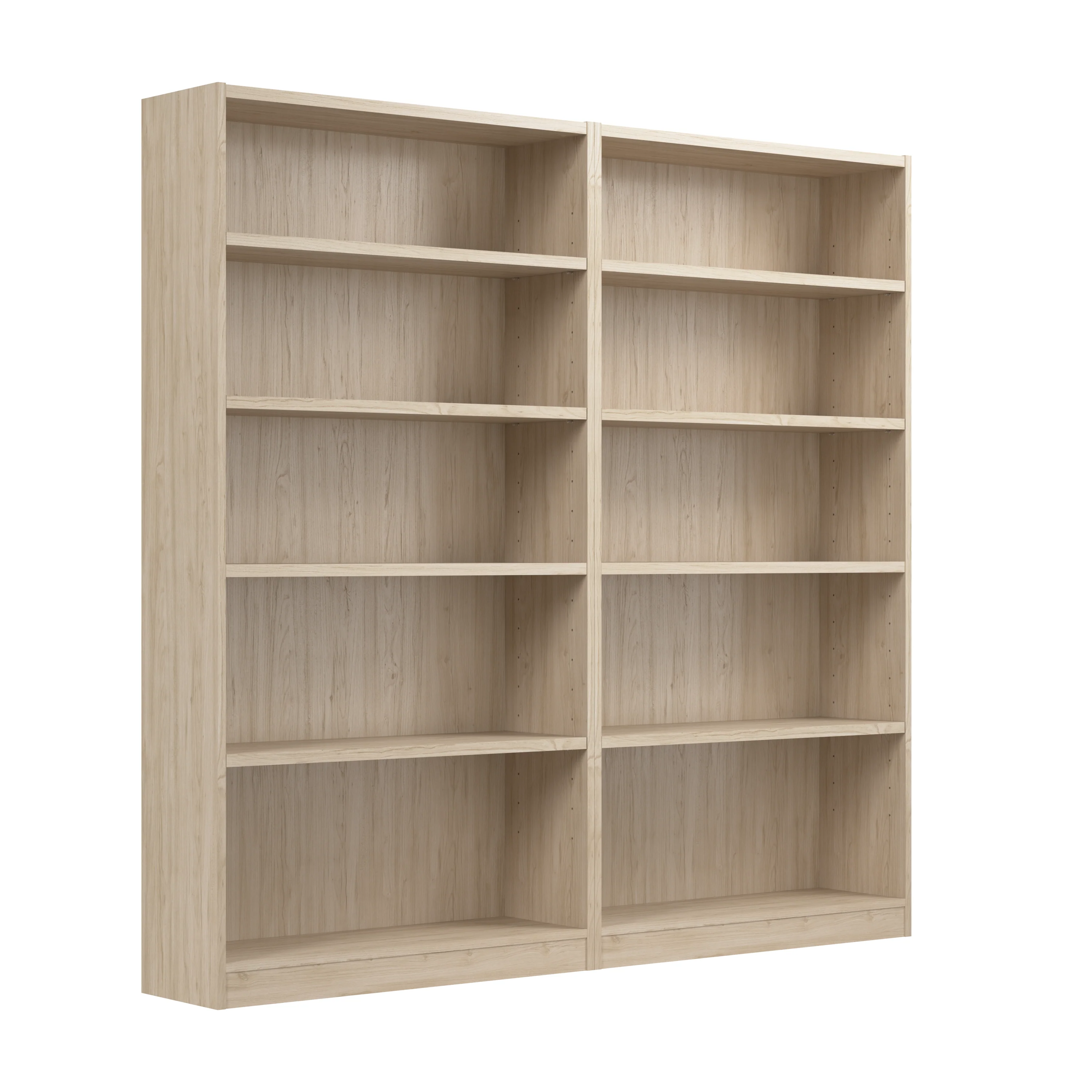 Universal Tall 5 Shelf Bookcase - Set of 2