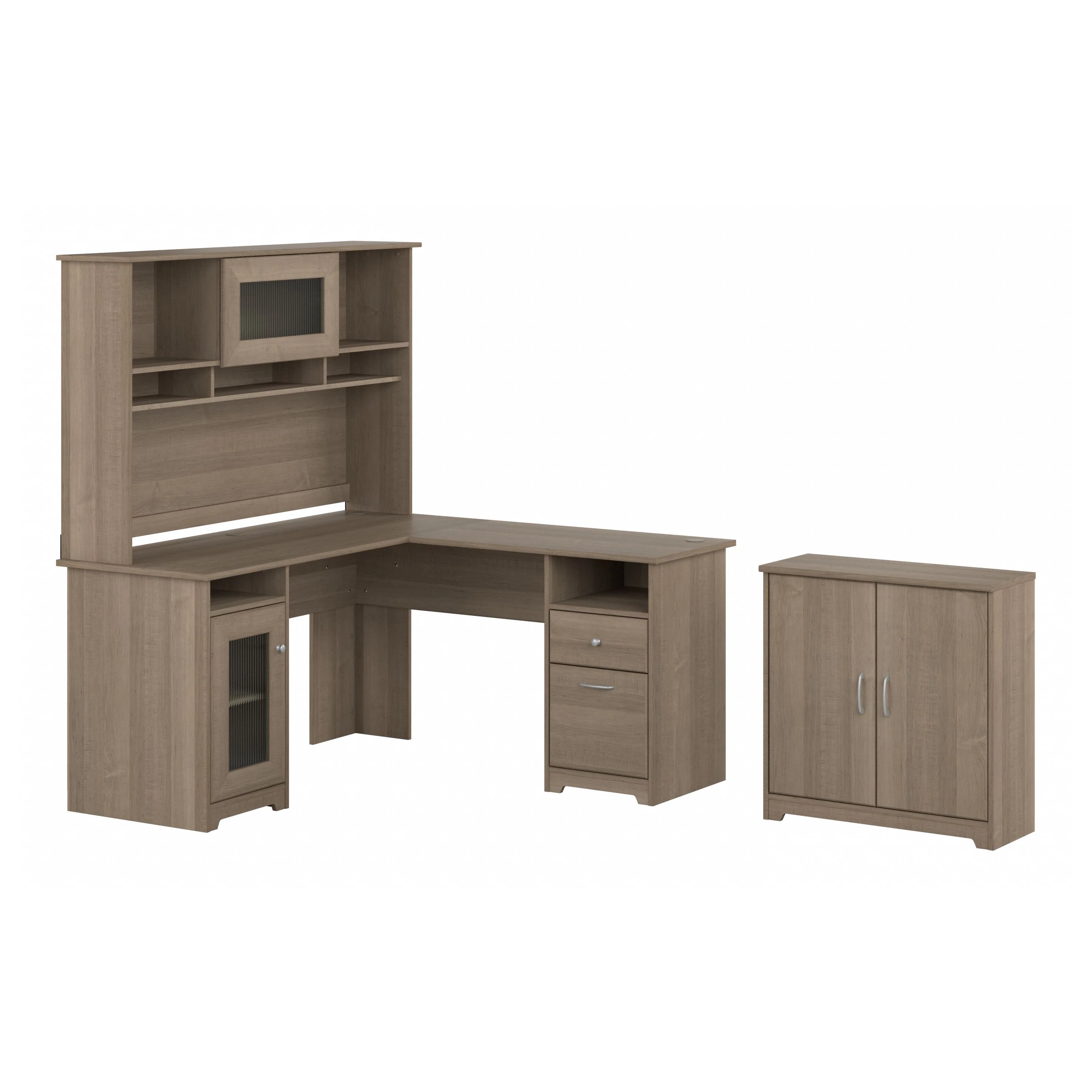 Cabot 60W L Shaped Computer Desk with Hutch and Small Storage Cabinet