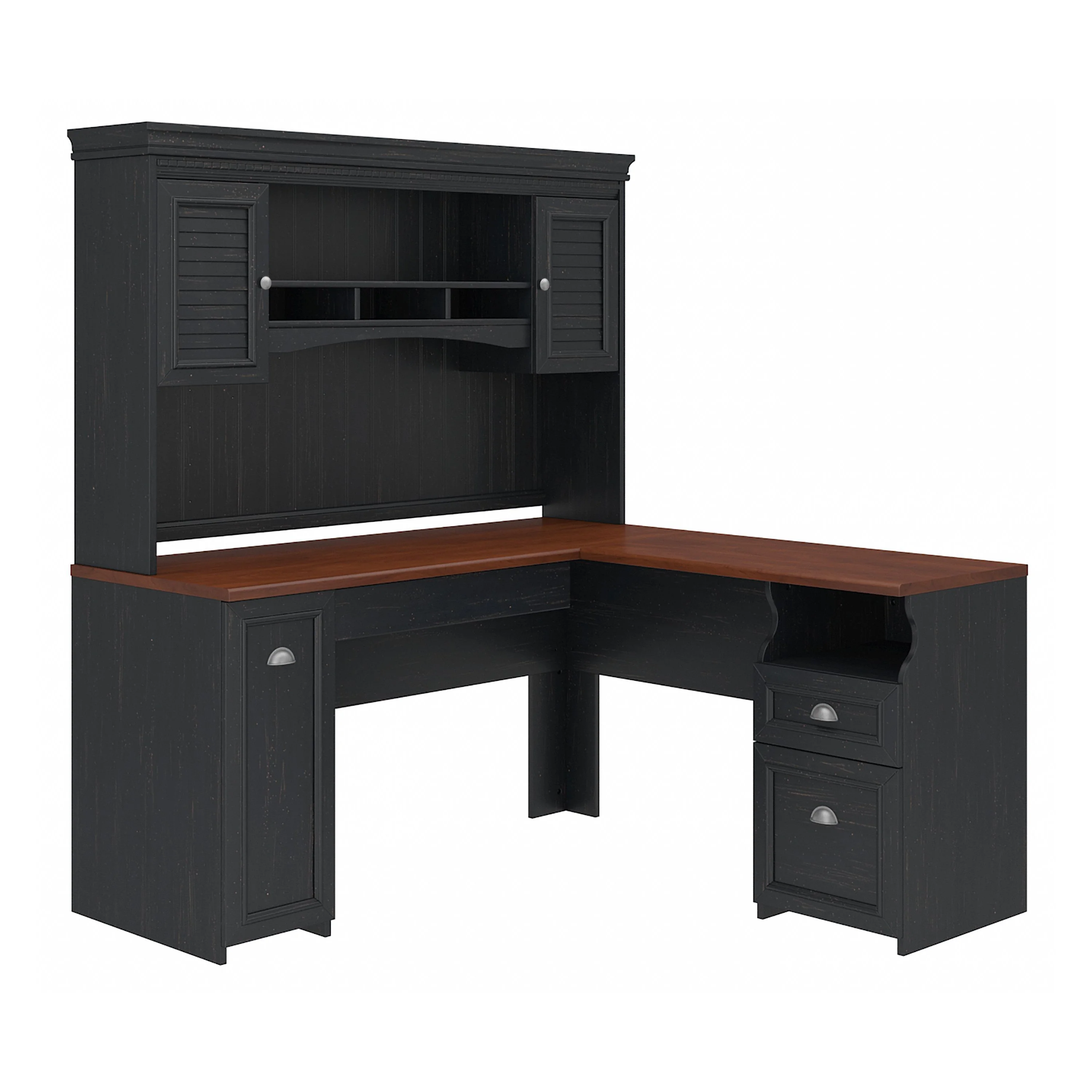 Fairview 60W L Shaped Desk with Hutch