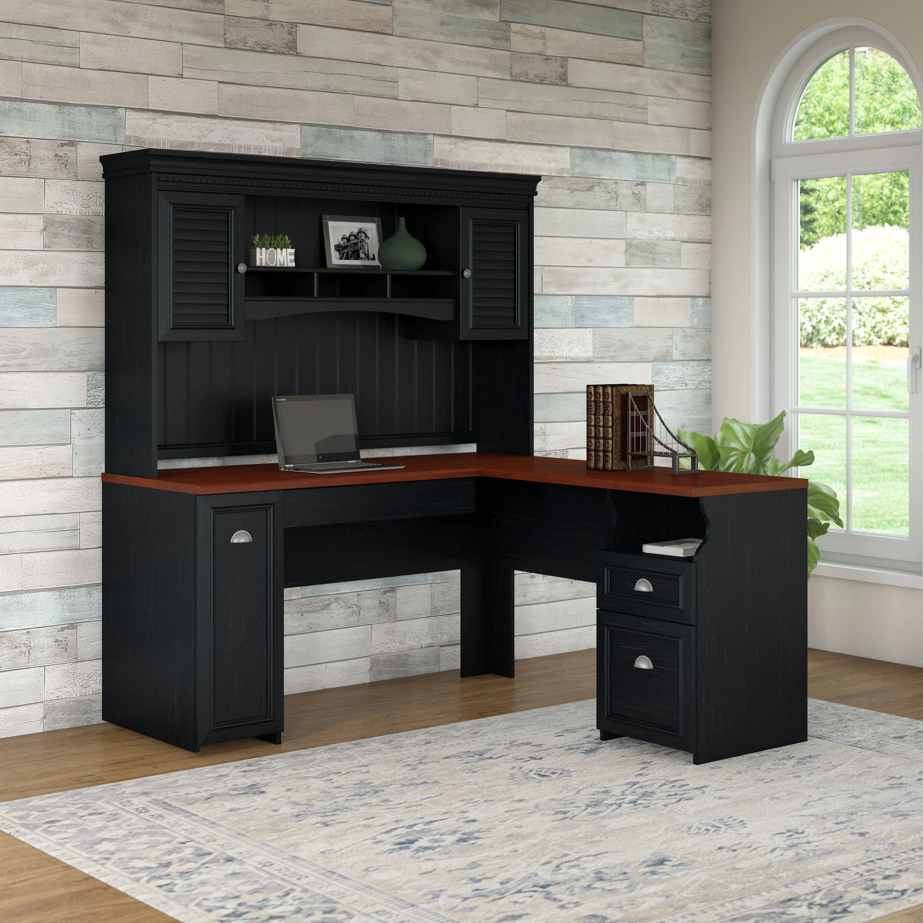Fairview 60W L Shaped Desk with Hutch