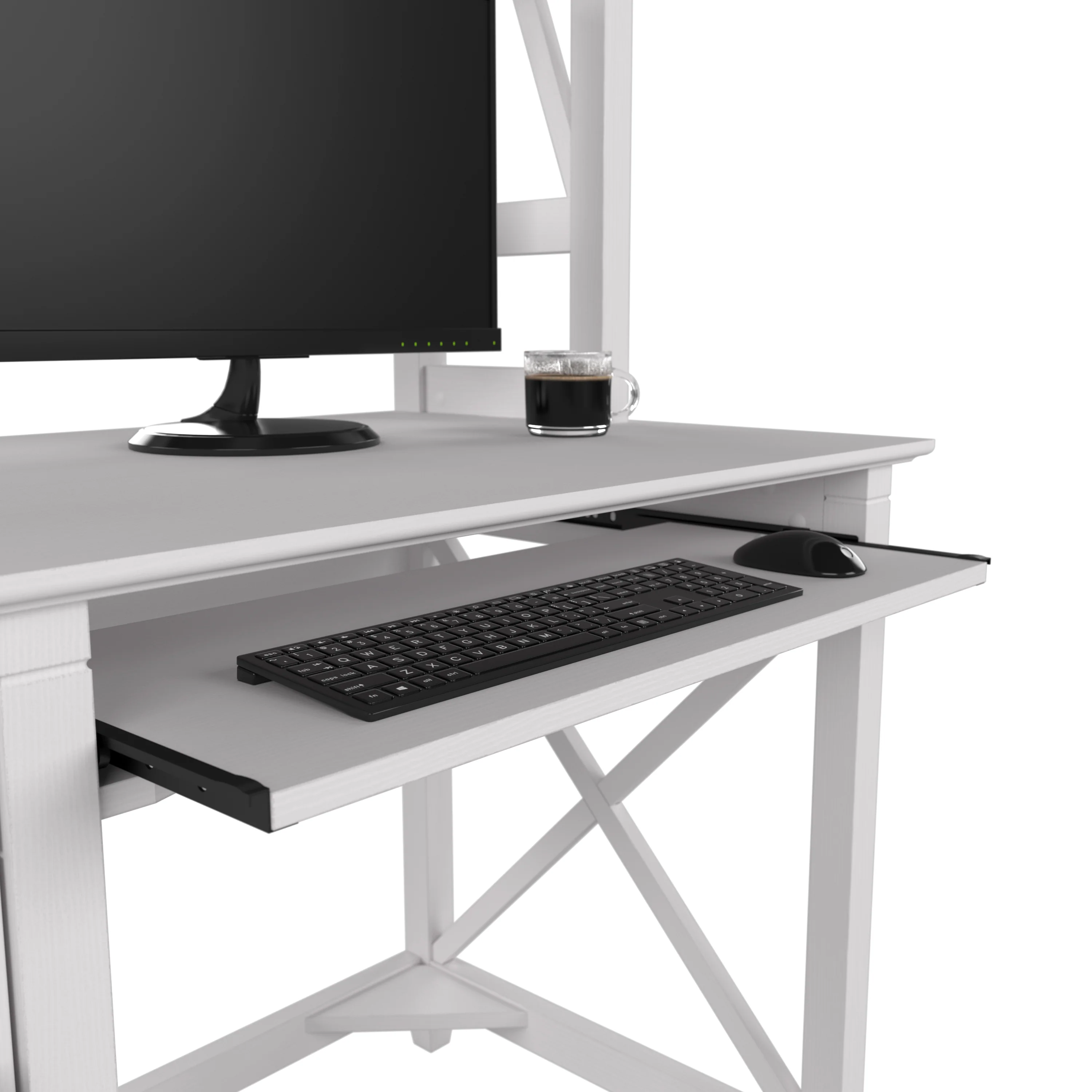 Key West 48W Small Computer Desk with Hutch