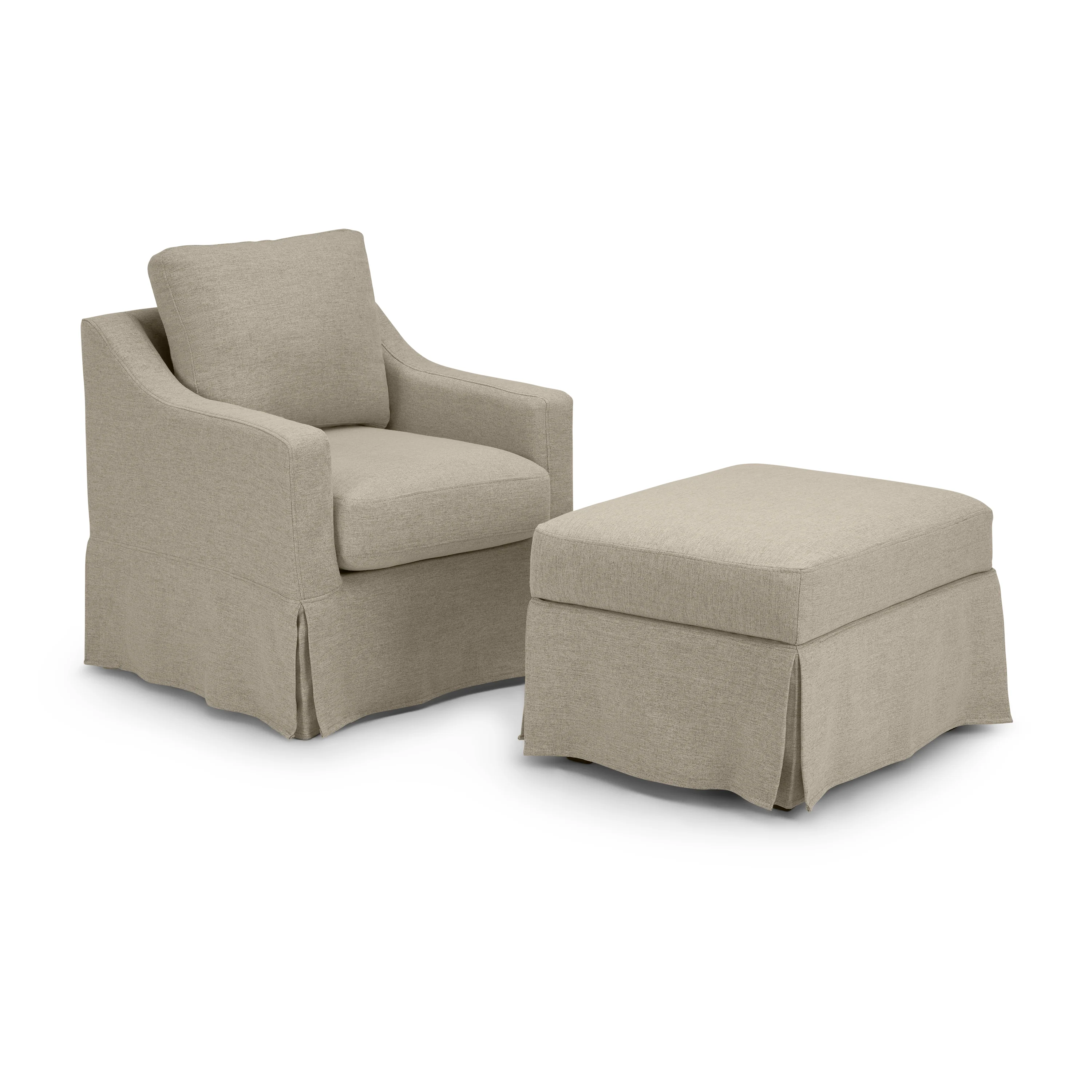 Bush Home Harper Swivel Accent Chair and Storage Ottoman with Slipcovers
