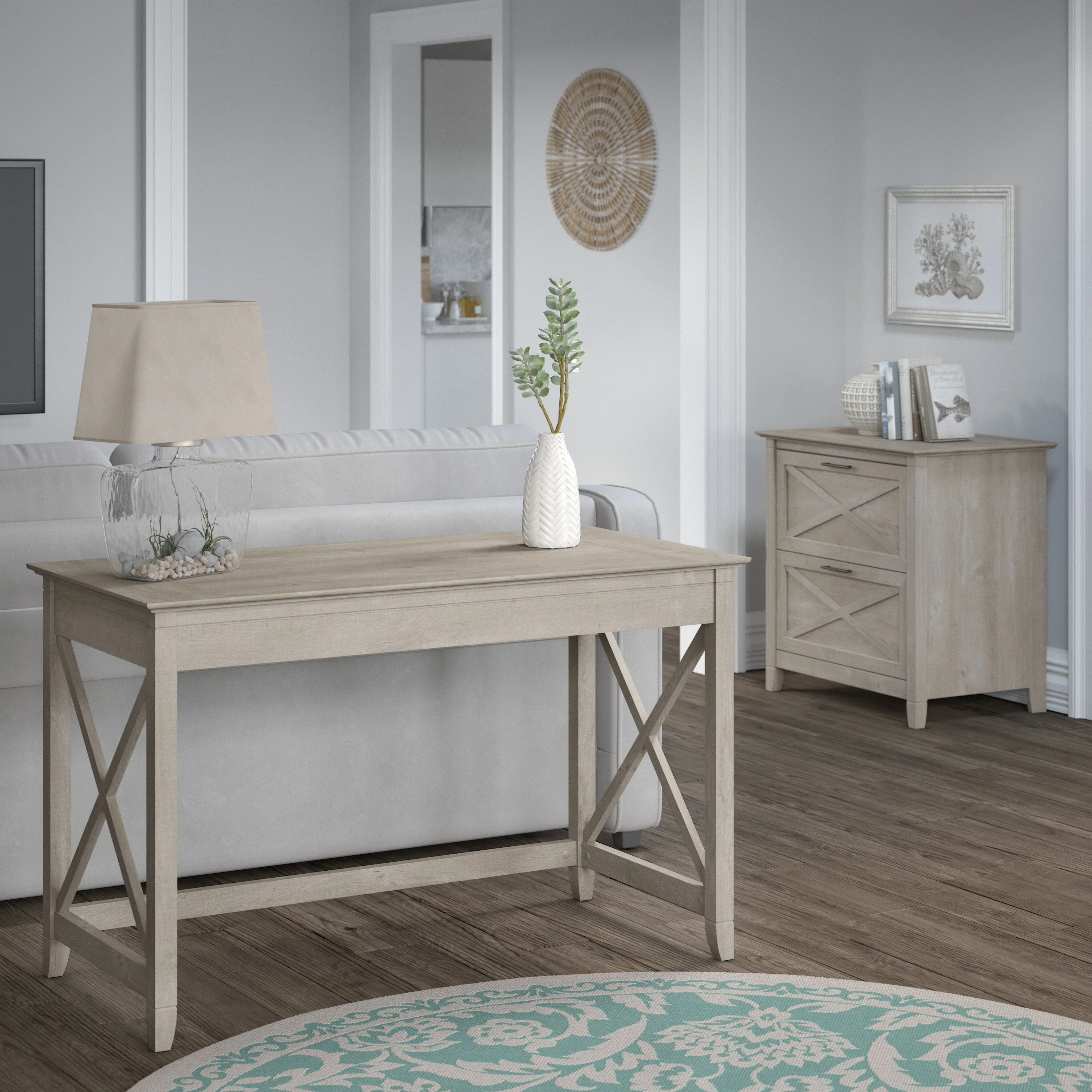 48W Writing Desk with 2 Drawer Lateral File Cabinet