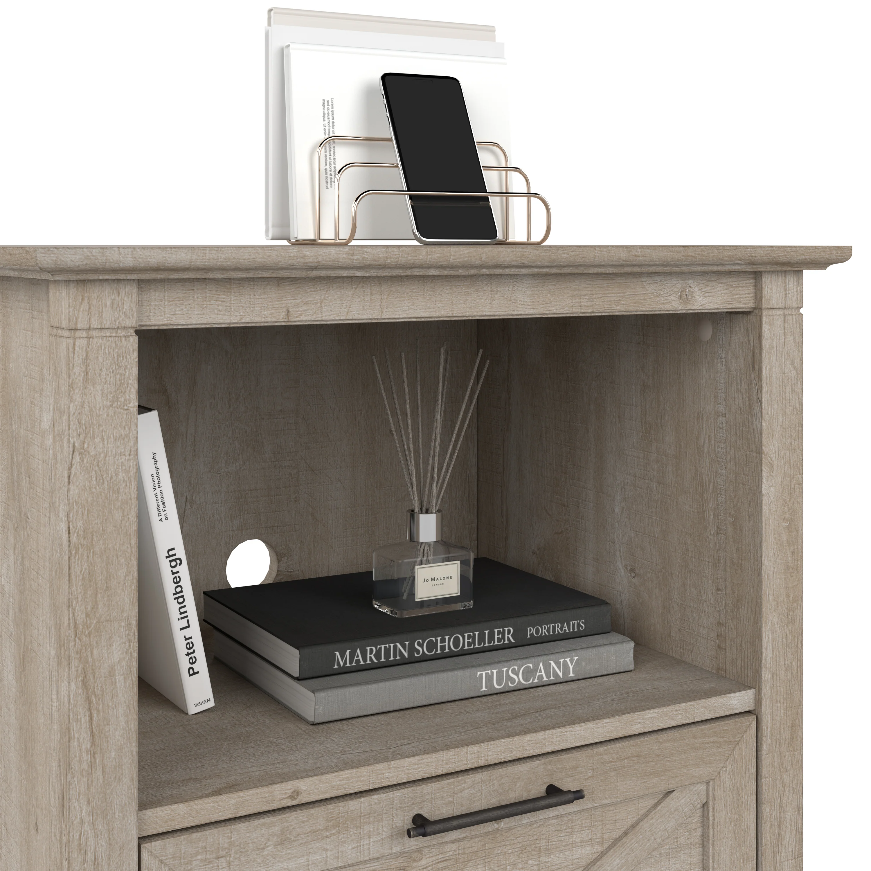 Key West Small Corner Desk with Bookcase and Lateral File Cabinet