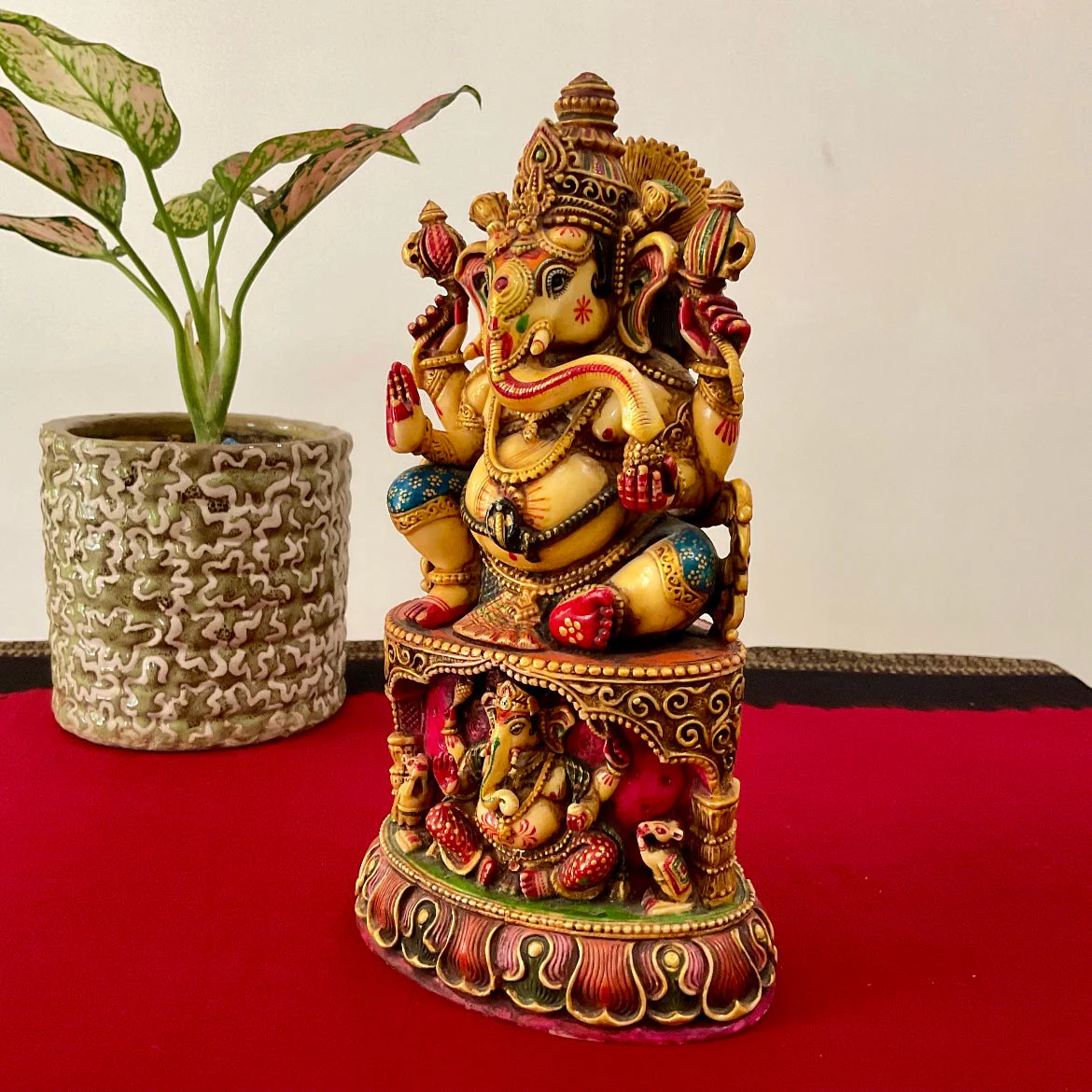 10 Inches Ganesha Marble Dust & Resin Idol - Hindu God Statue - Decorative Murti