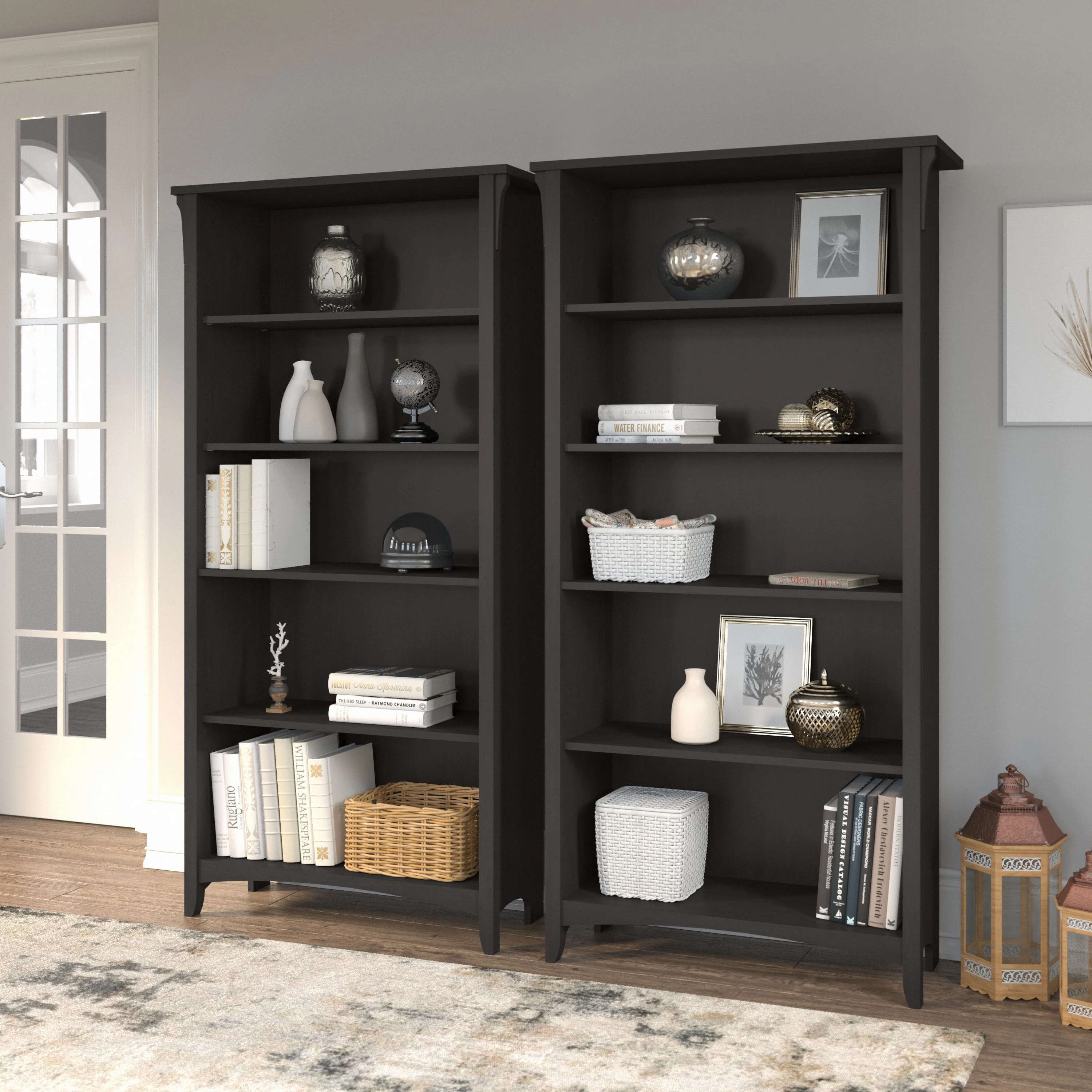 Salinas Tall 5 Shelf Bookcase - Set of 2