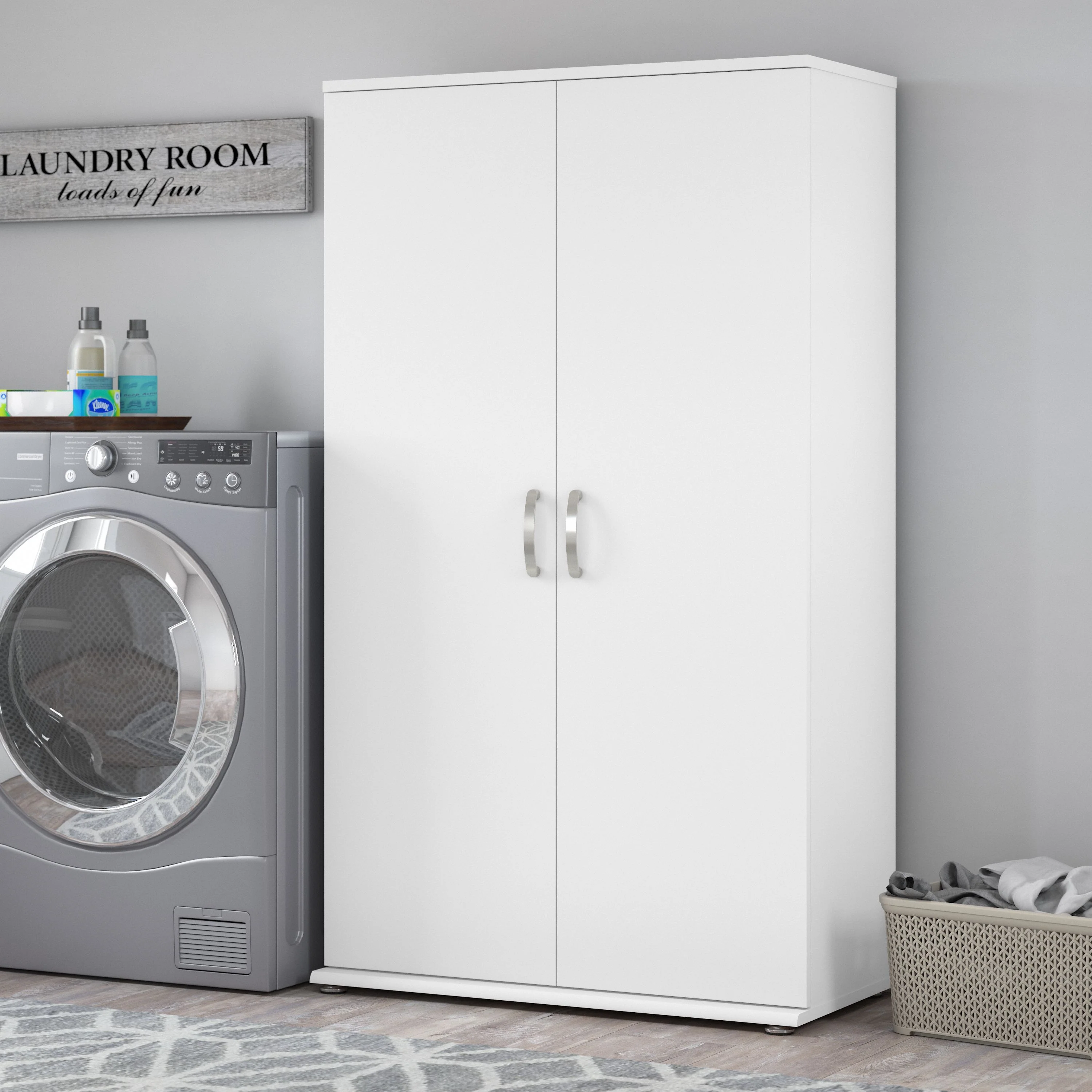 Universal Tall Linen Cabinet with Doors and Shelves