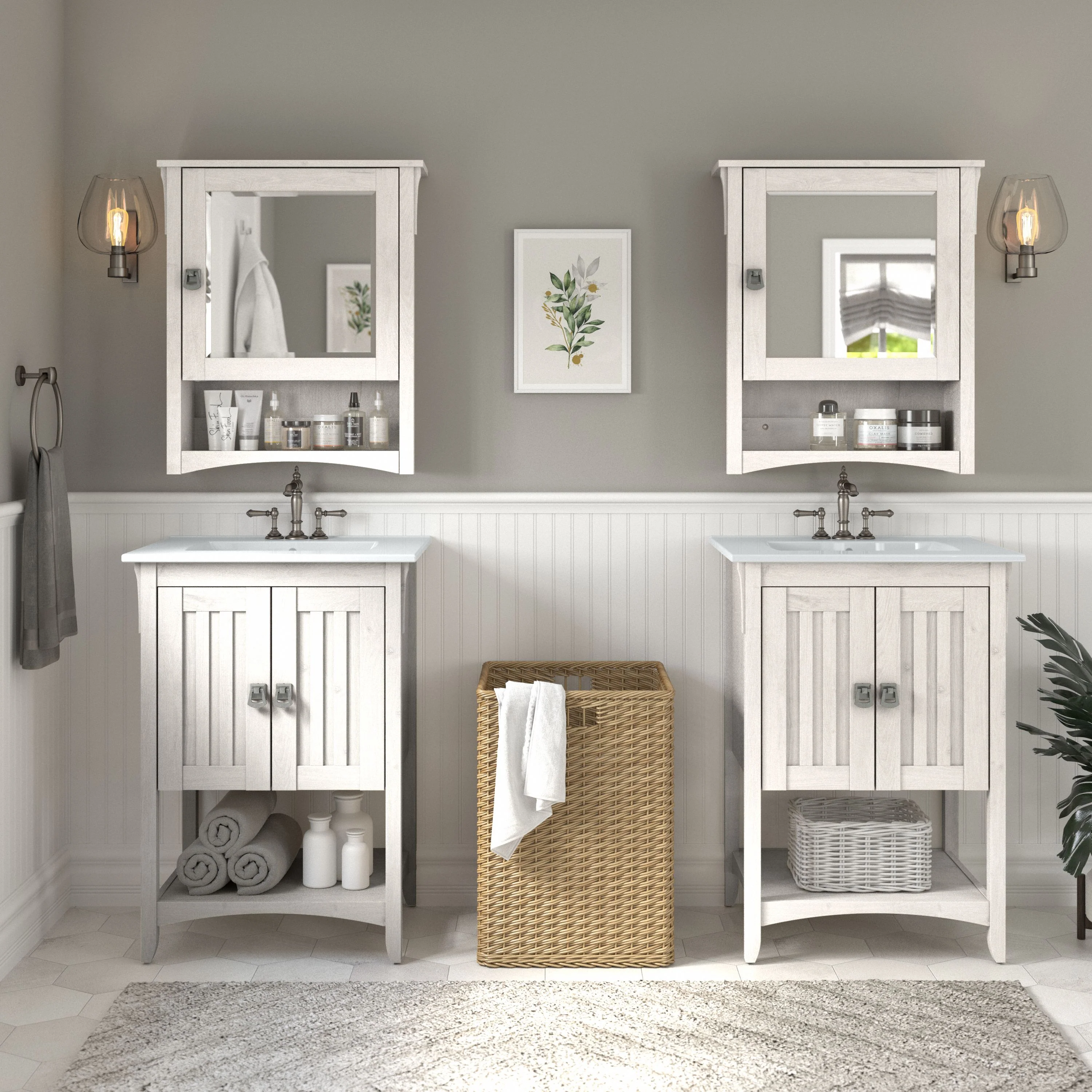 Salinas 48W Double Vanity Set with Sinks and Medicine Cabinets