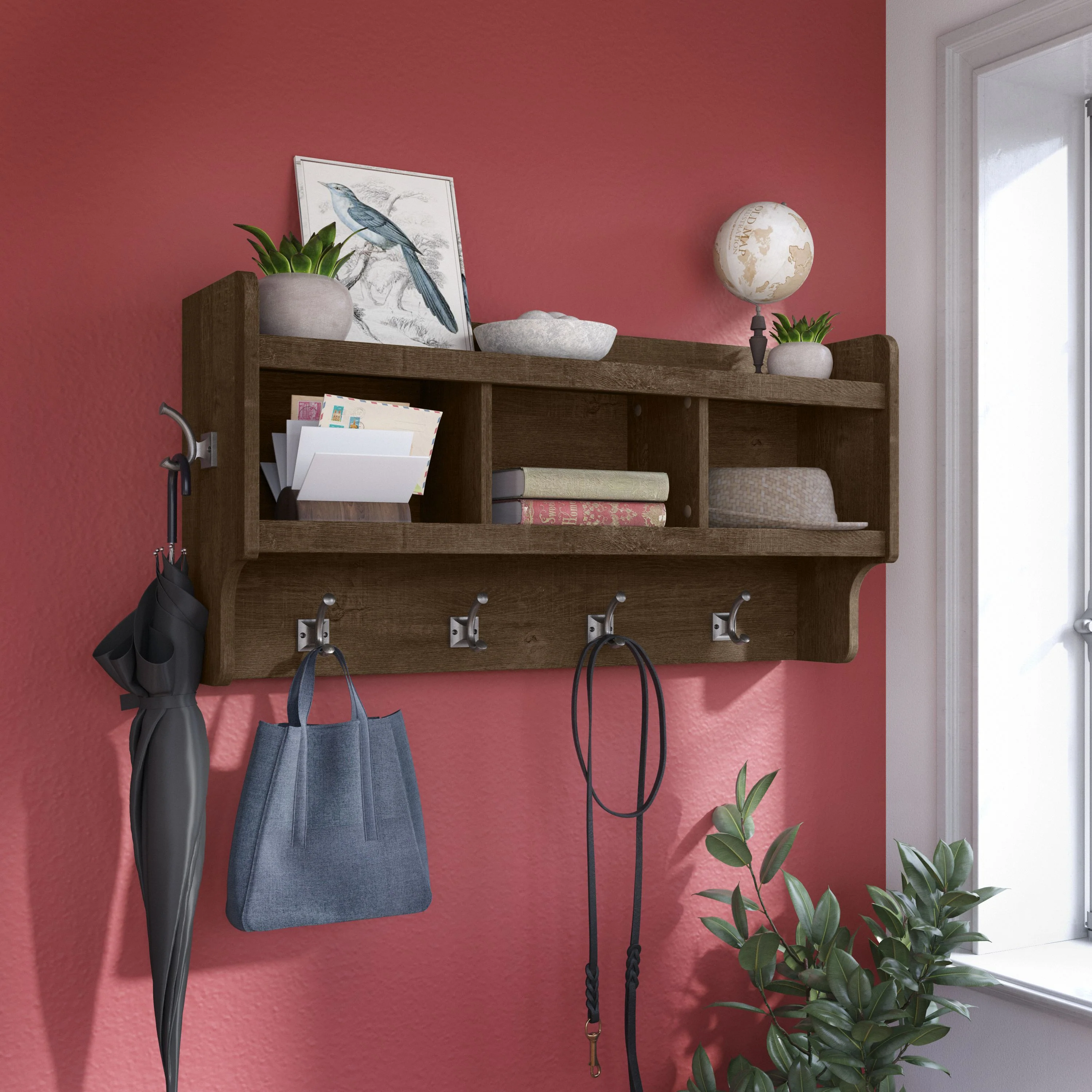 Woodland 40W Wall Mounted Coat Rack with Shelf