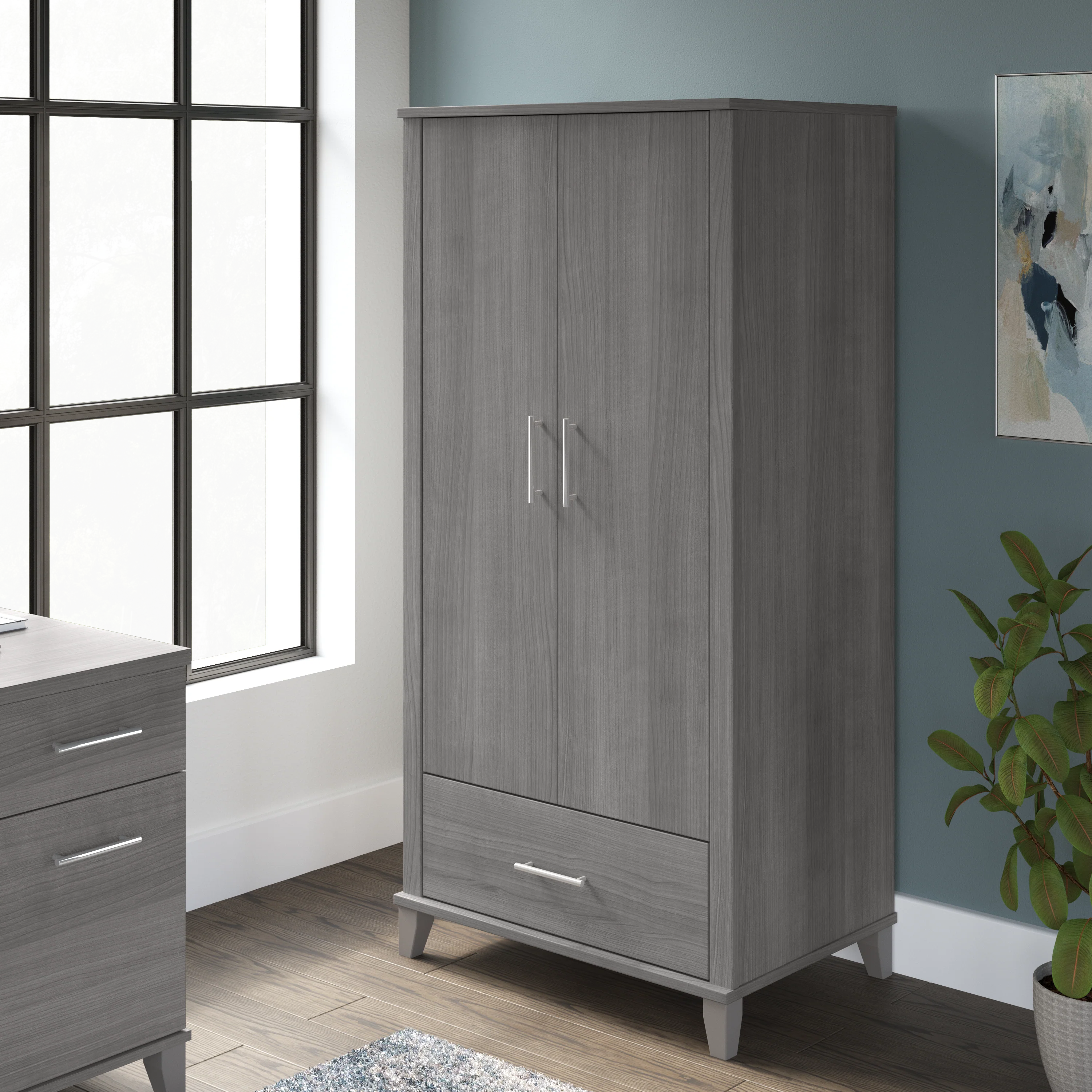 Somerset Tall Storage Cabinet with Doors and Drawer