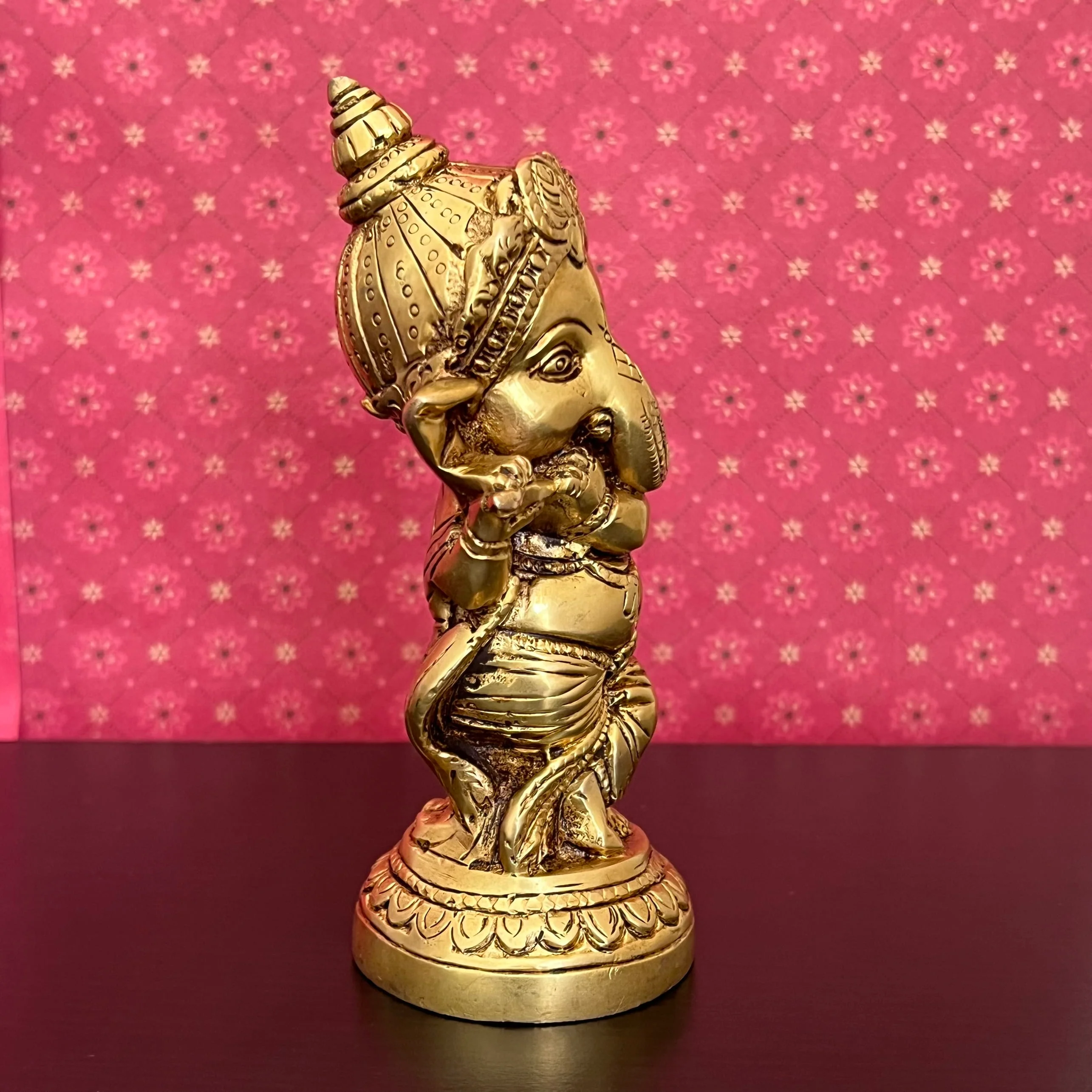 Flute Ganesh Brass Idol