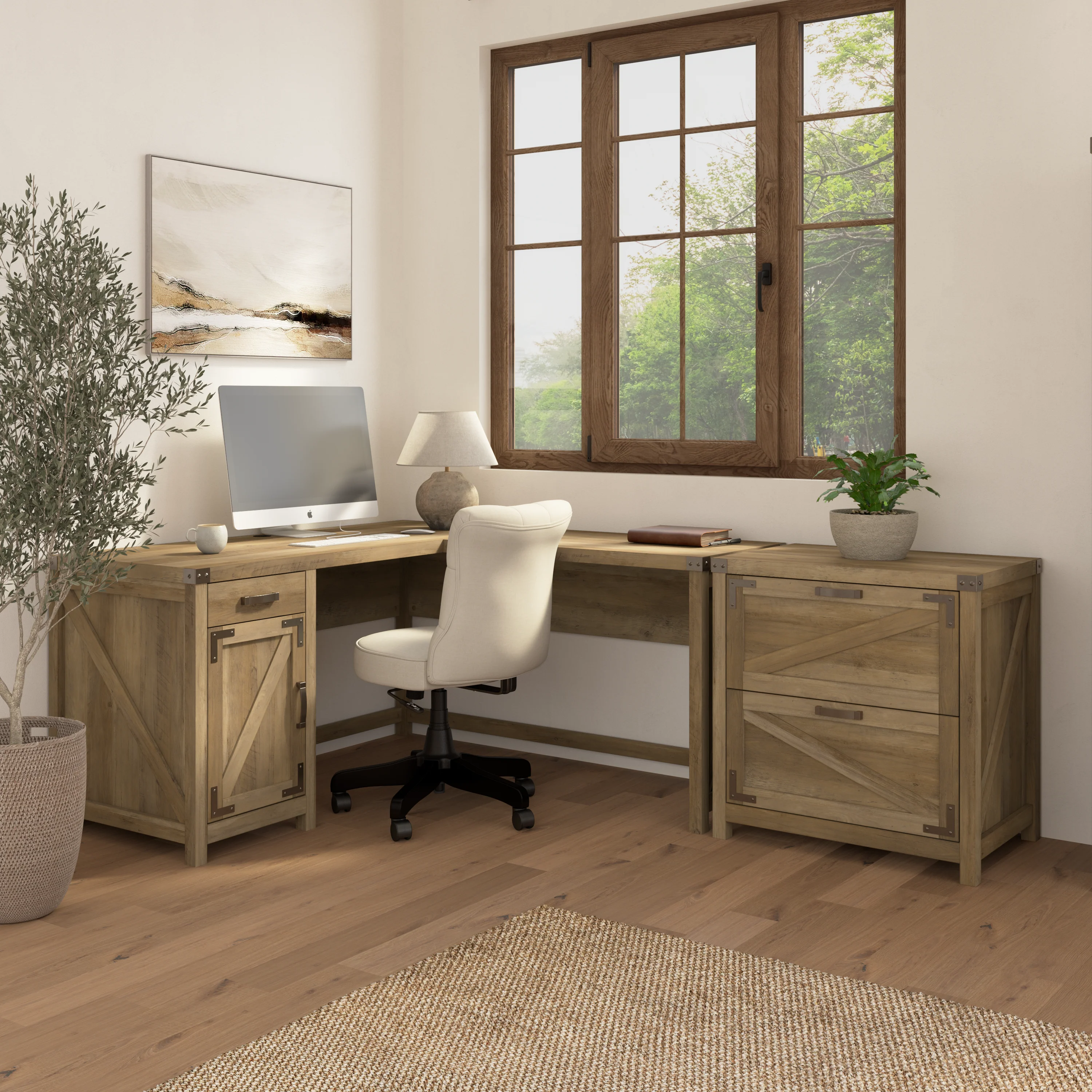 Knoxville 60W L Shaped Desk with 2 Drawer Lateral File Cabinet