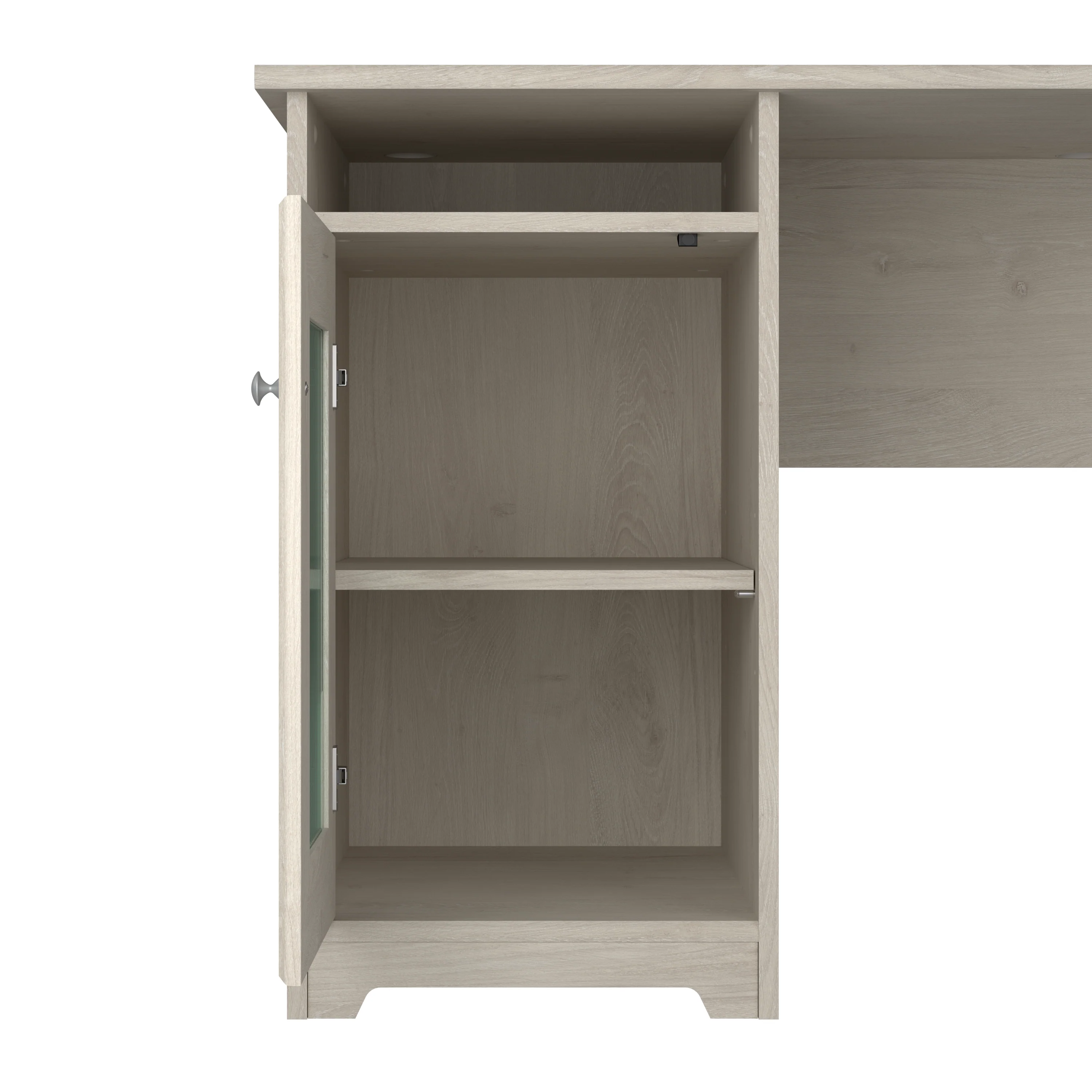 60W L Desk, Hutch, and 2 Door Tall Storage