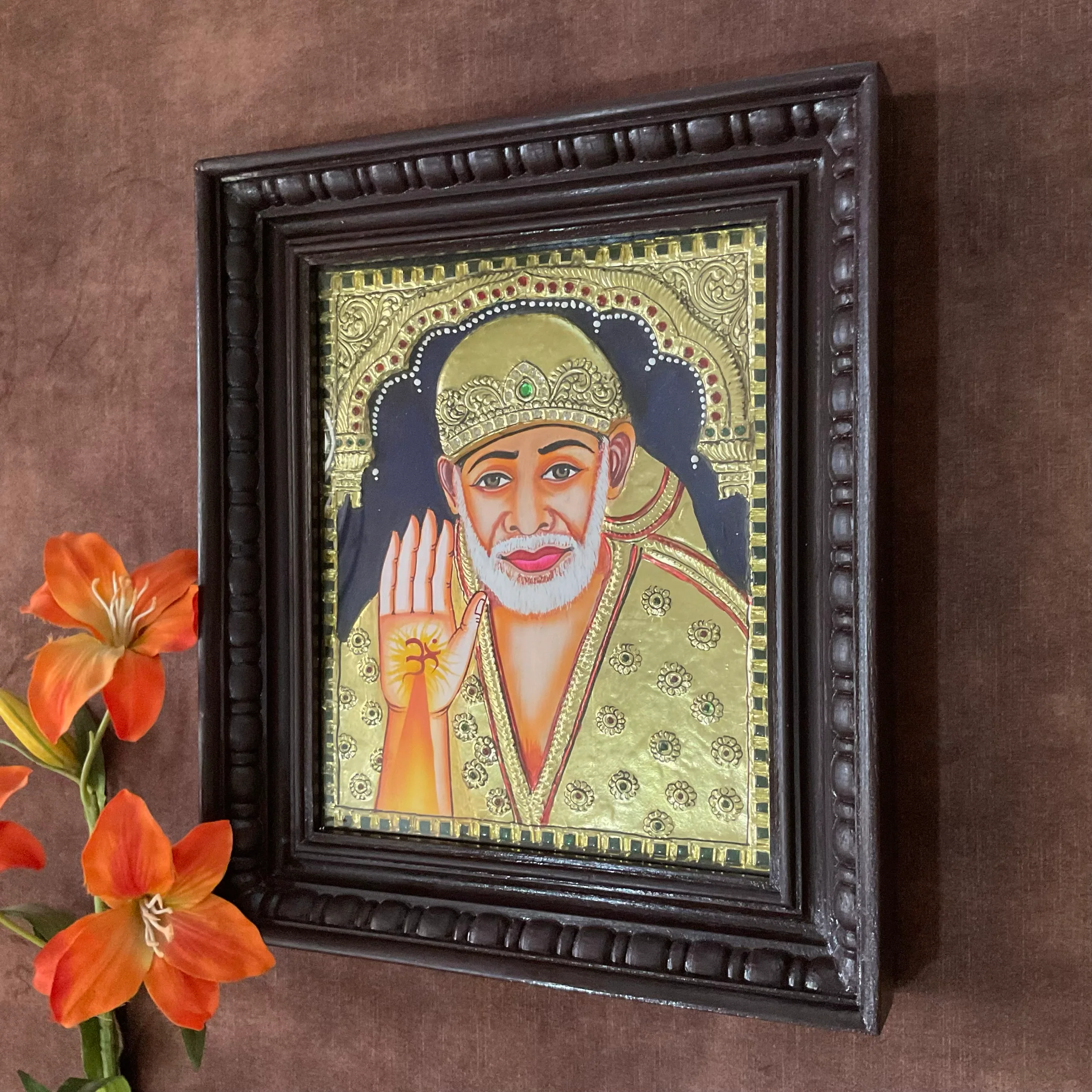 Sai Baba Tanjore Painting - Traditional Wall Art