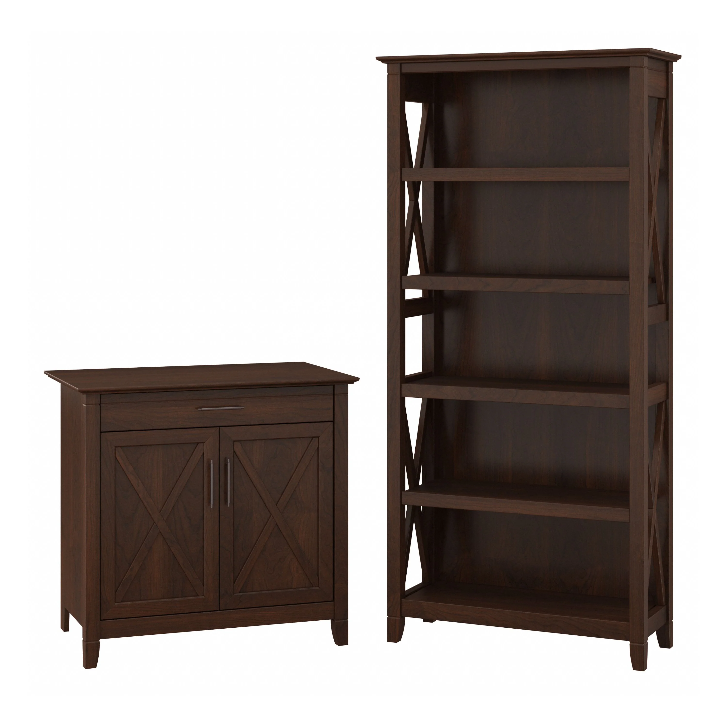 Secretary Desk with Storage and 5 Shelf Bookcase