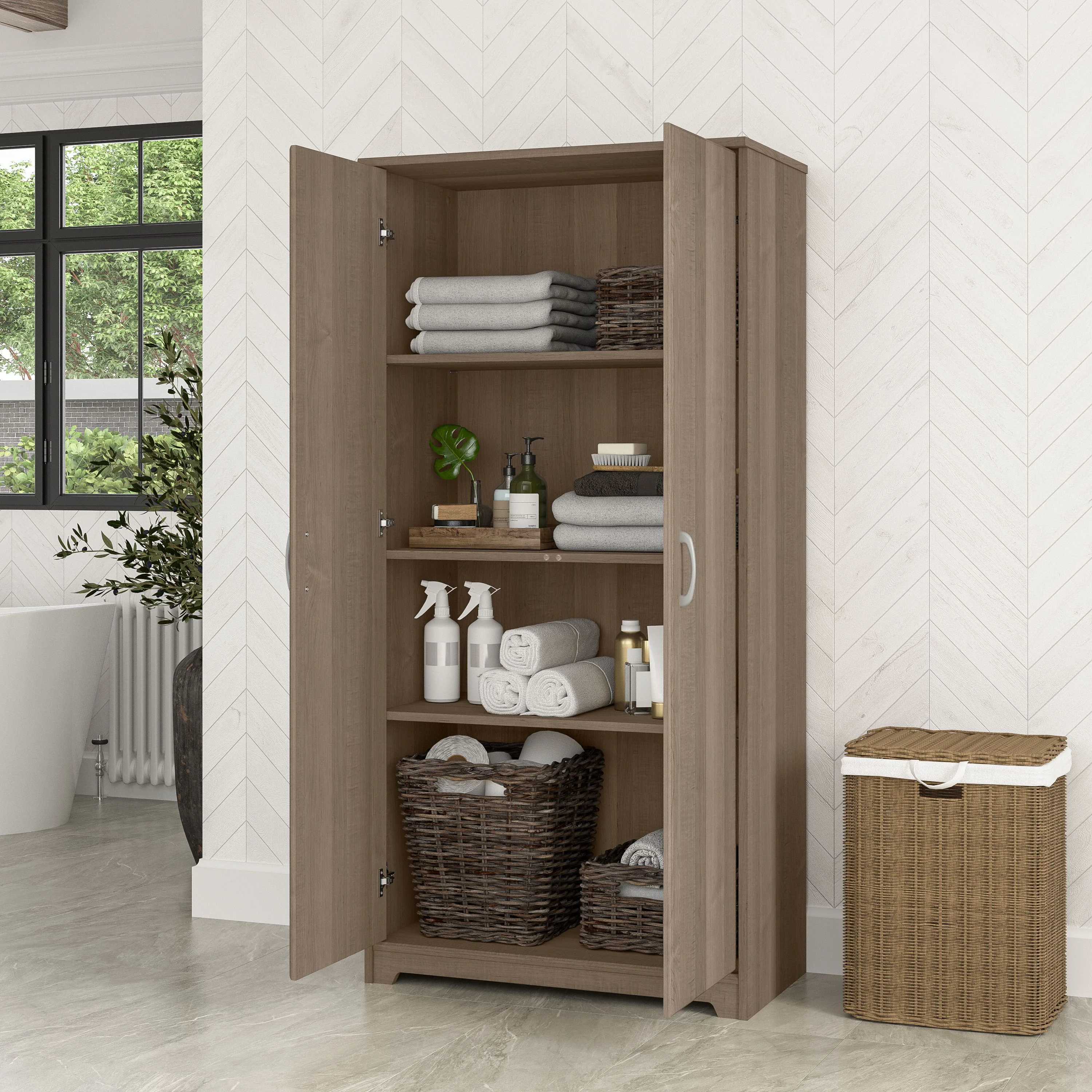 Cabot Tall Storage Cabinet with Doors