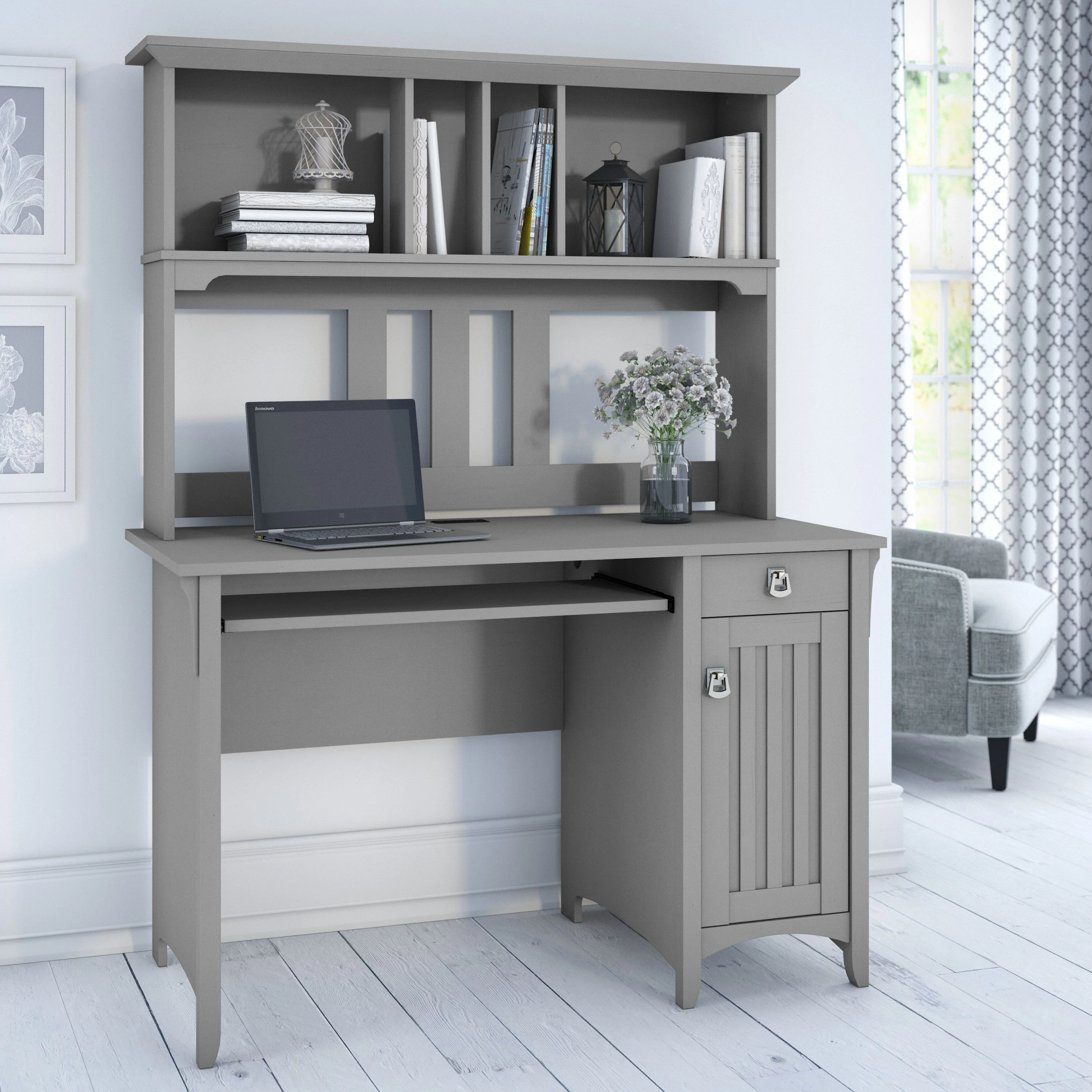 Salinas Small Computer Desk with Hutch