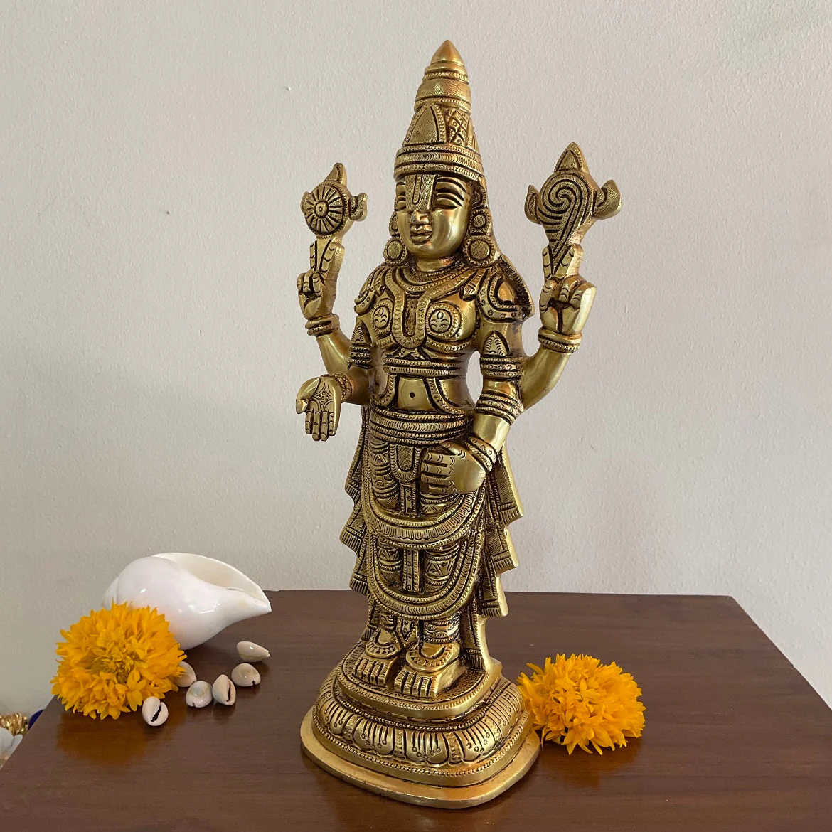Lord Balaji Brass Idol -  Tirupati Statue - Decorative Murti Home Decor
