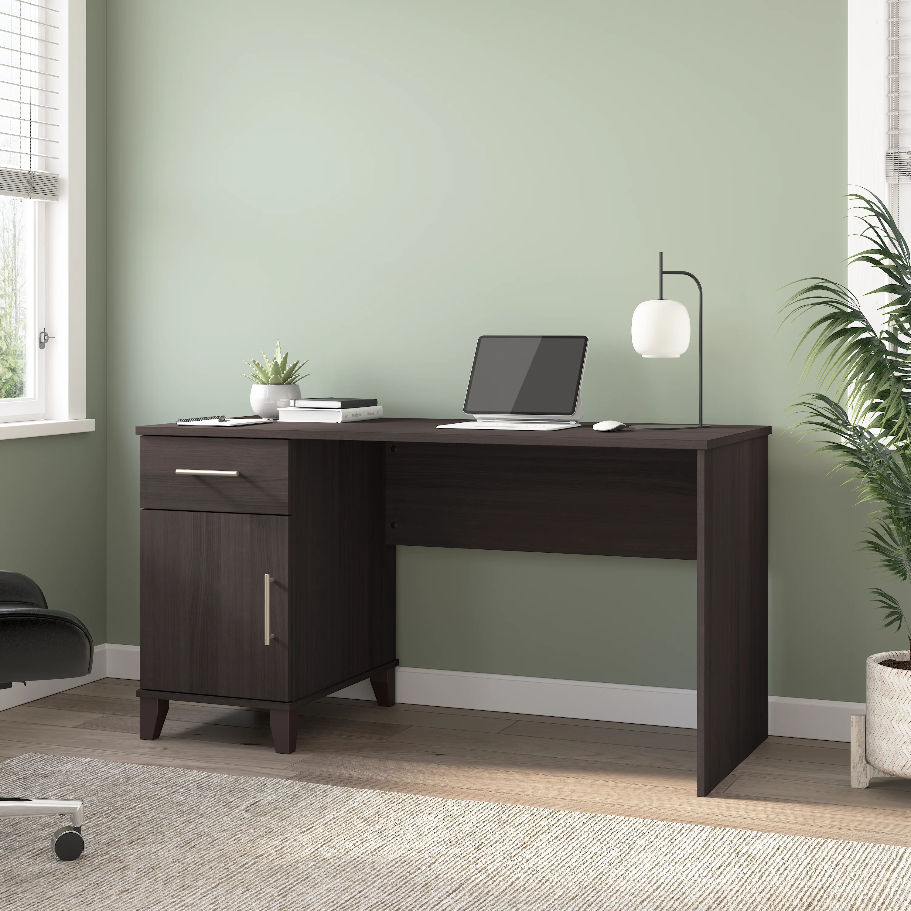 Somerset 54W Office Desk with Drawer and Storage Cabinet