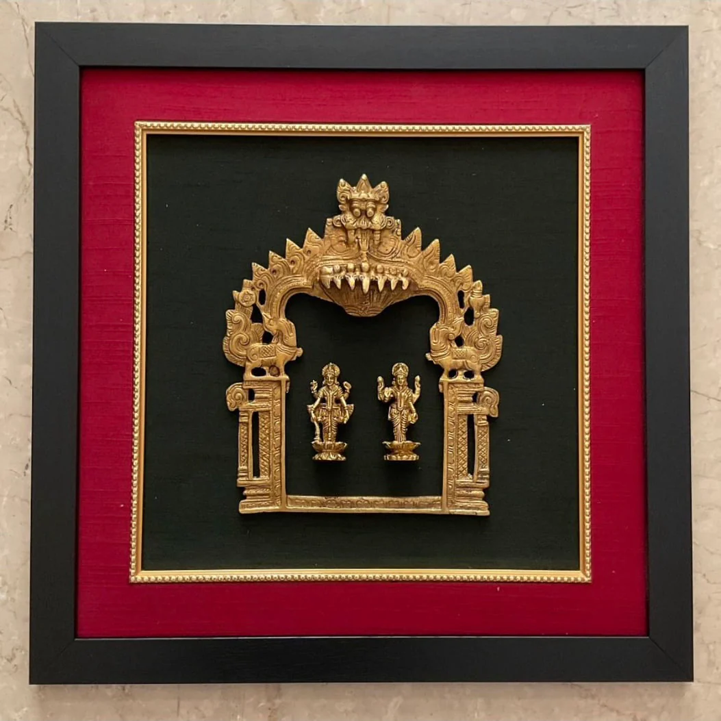 18 Inches Framed Brass Prabhavali (Set of 2) - Ethnic Wall Decor