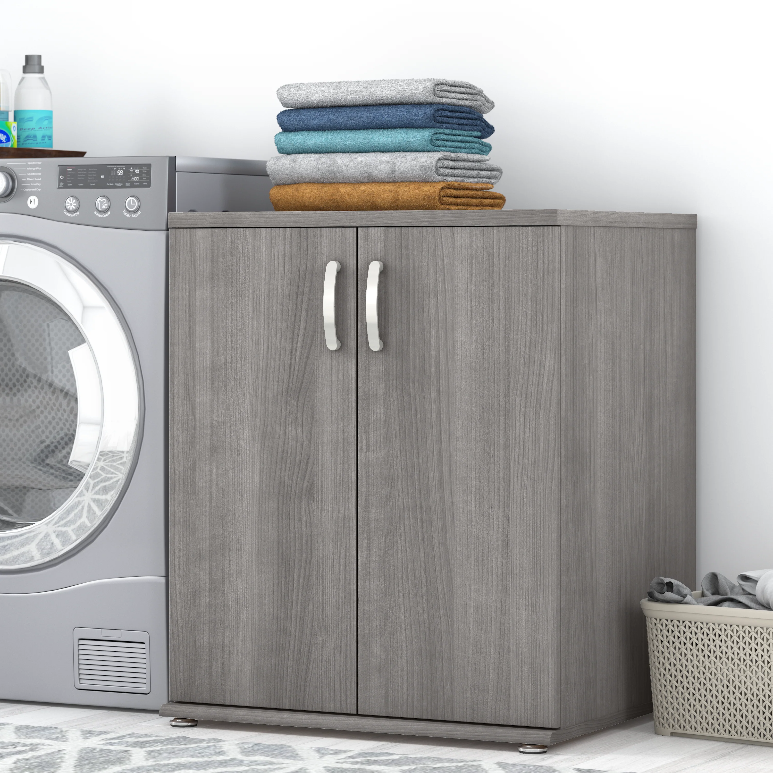 Universal Laundry Room Storage Cabinet with Doors and Shelves