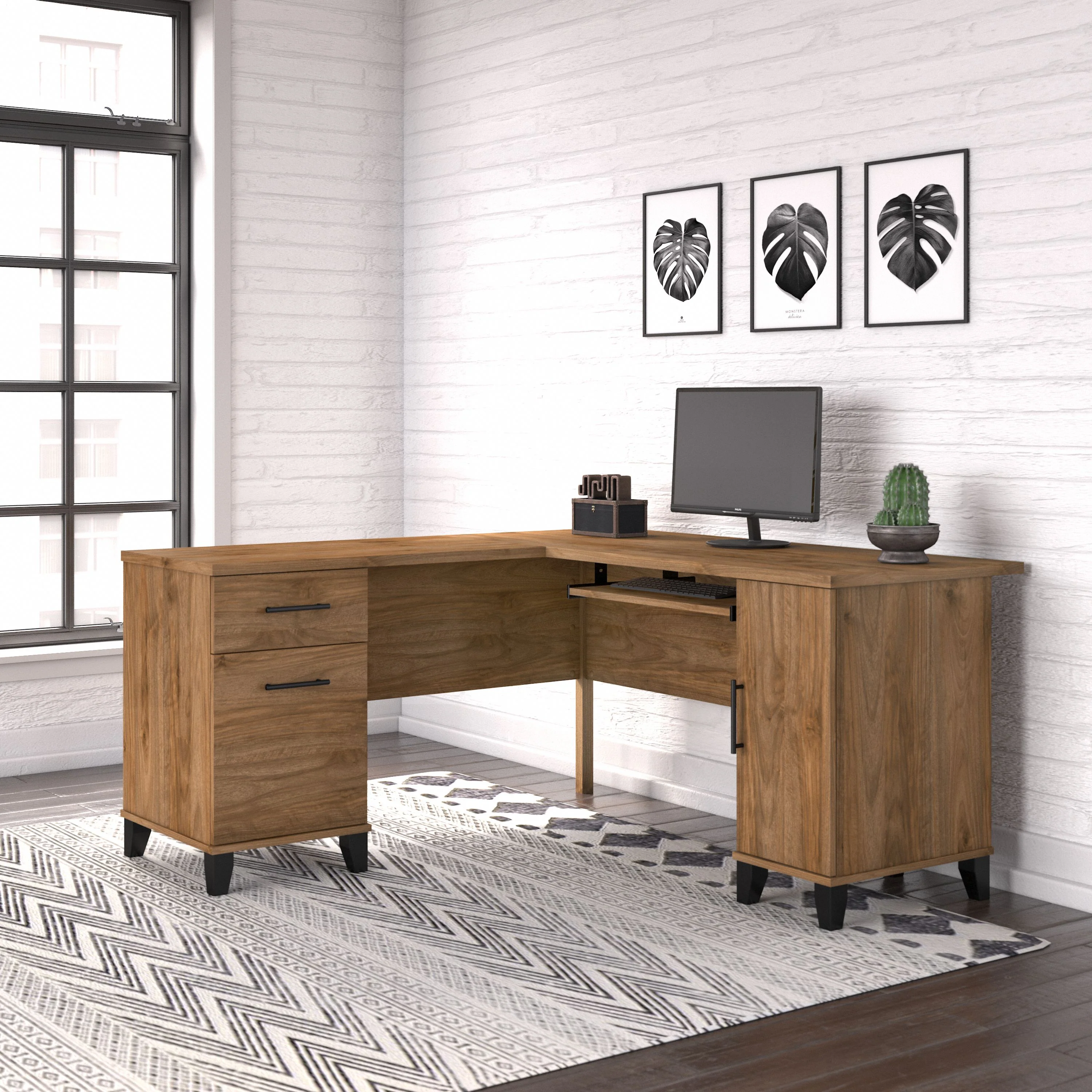 Somerset 60W L Shaped Desk with Storage