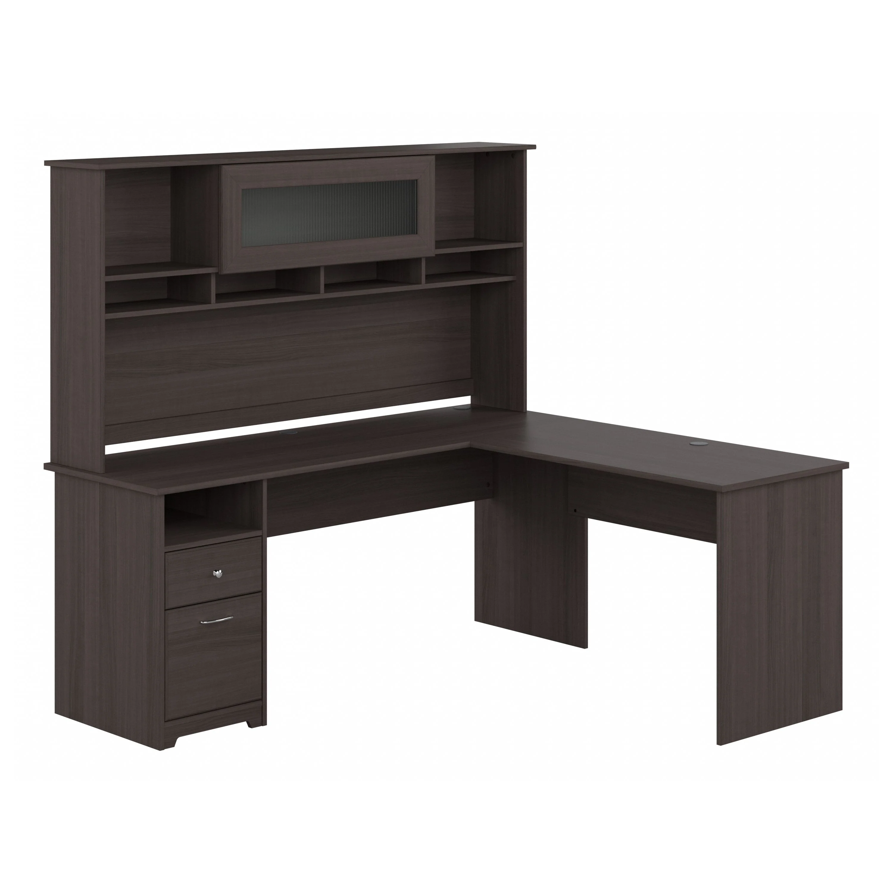 Cabot 72W L Shaped Computer Desk with Hutch and Drawers