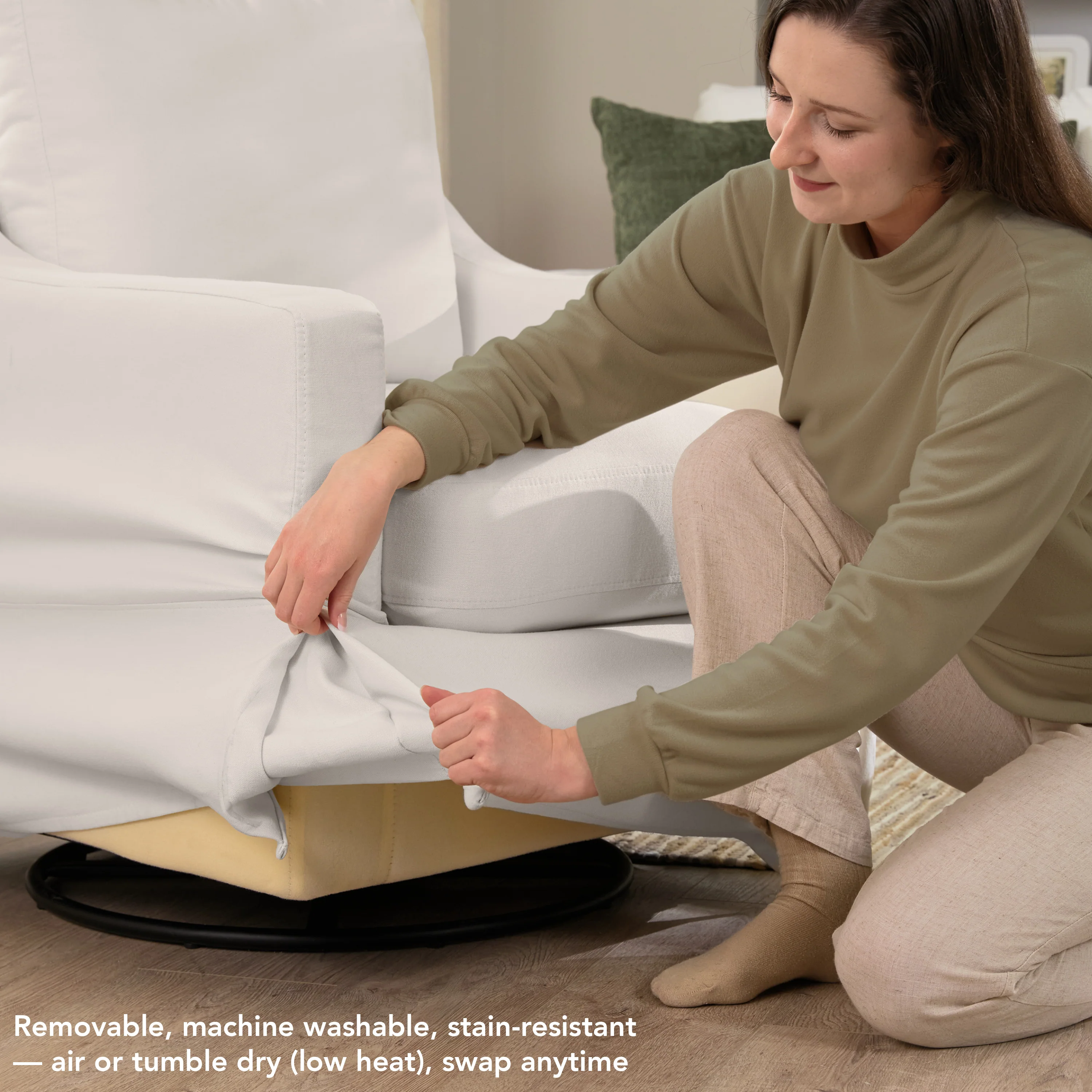 Bush Home Harper Swivel Accent Chair with Slipcover