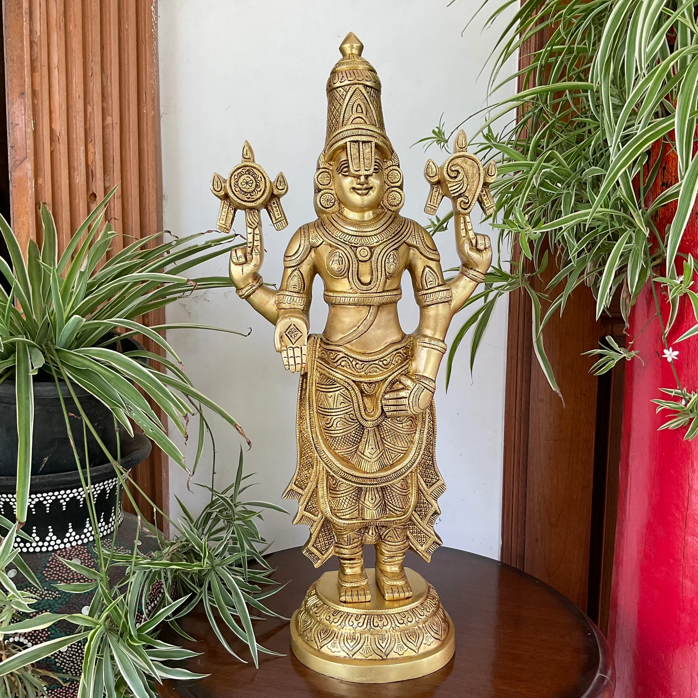24 inches Lord Balaji Brass Idol -  Tirupati Statue - Decorative Murti Home Decor
