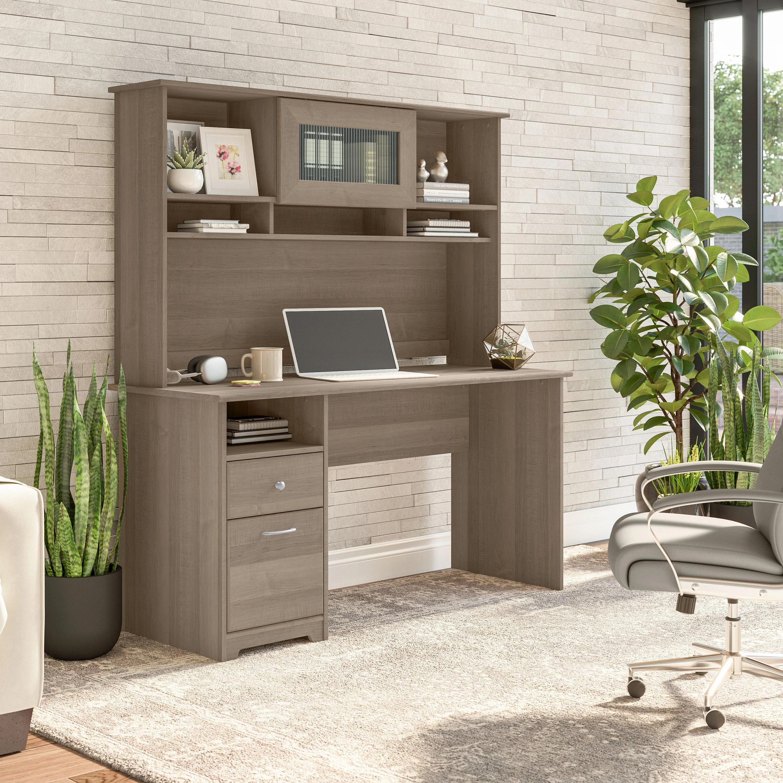 Cabot 60W Computer Desk with Hutch