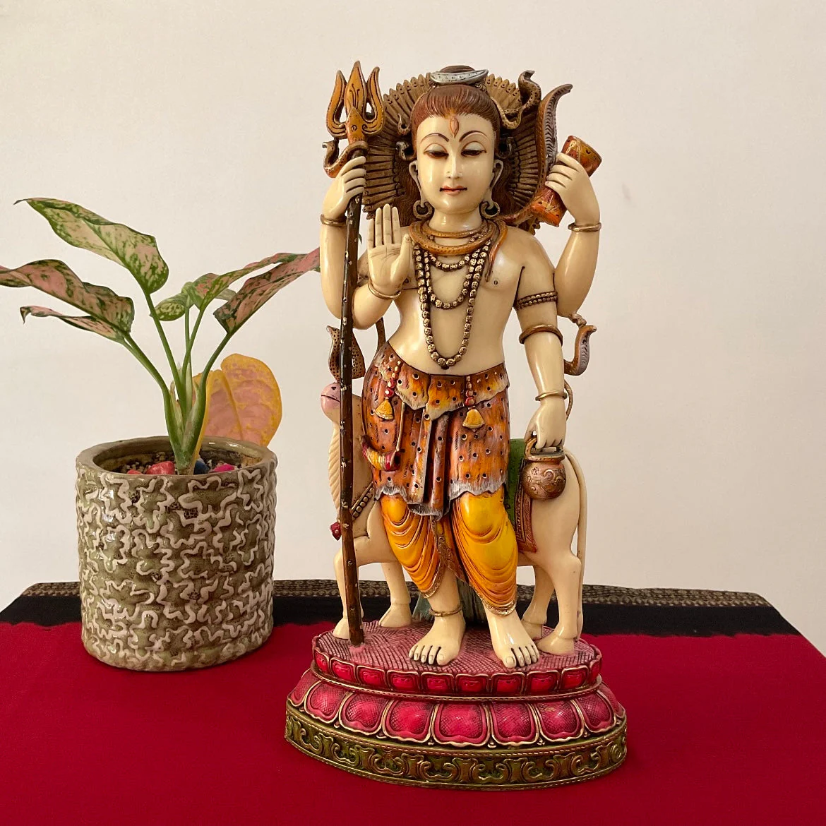 14.5 Inches Lord Shiva Marble Dust & Resin Idol -  Hindu God Statue - Decorative Murti