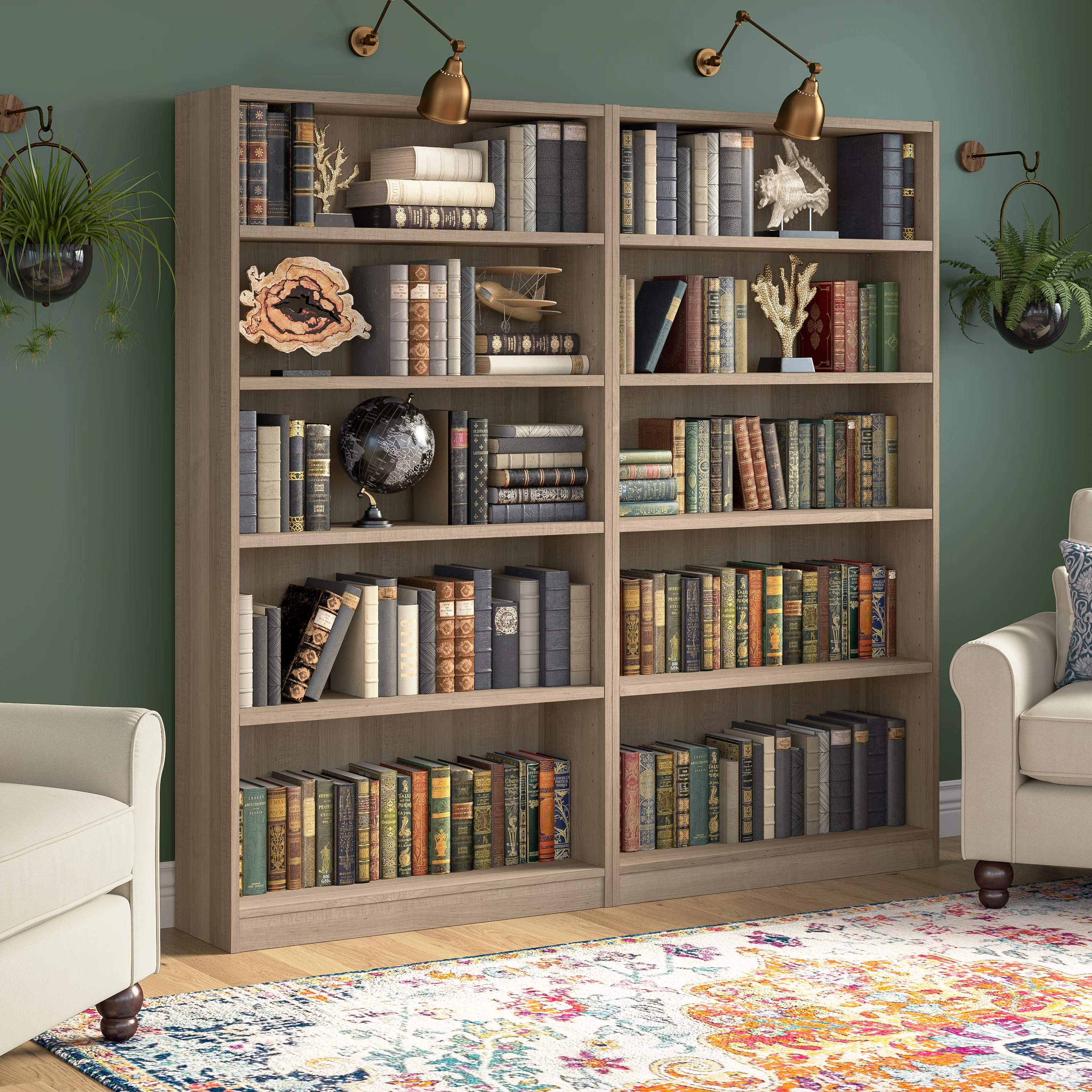 Universal Tall 5 Shelf Bookcase