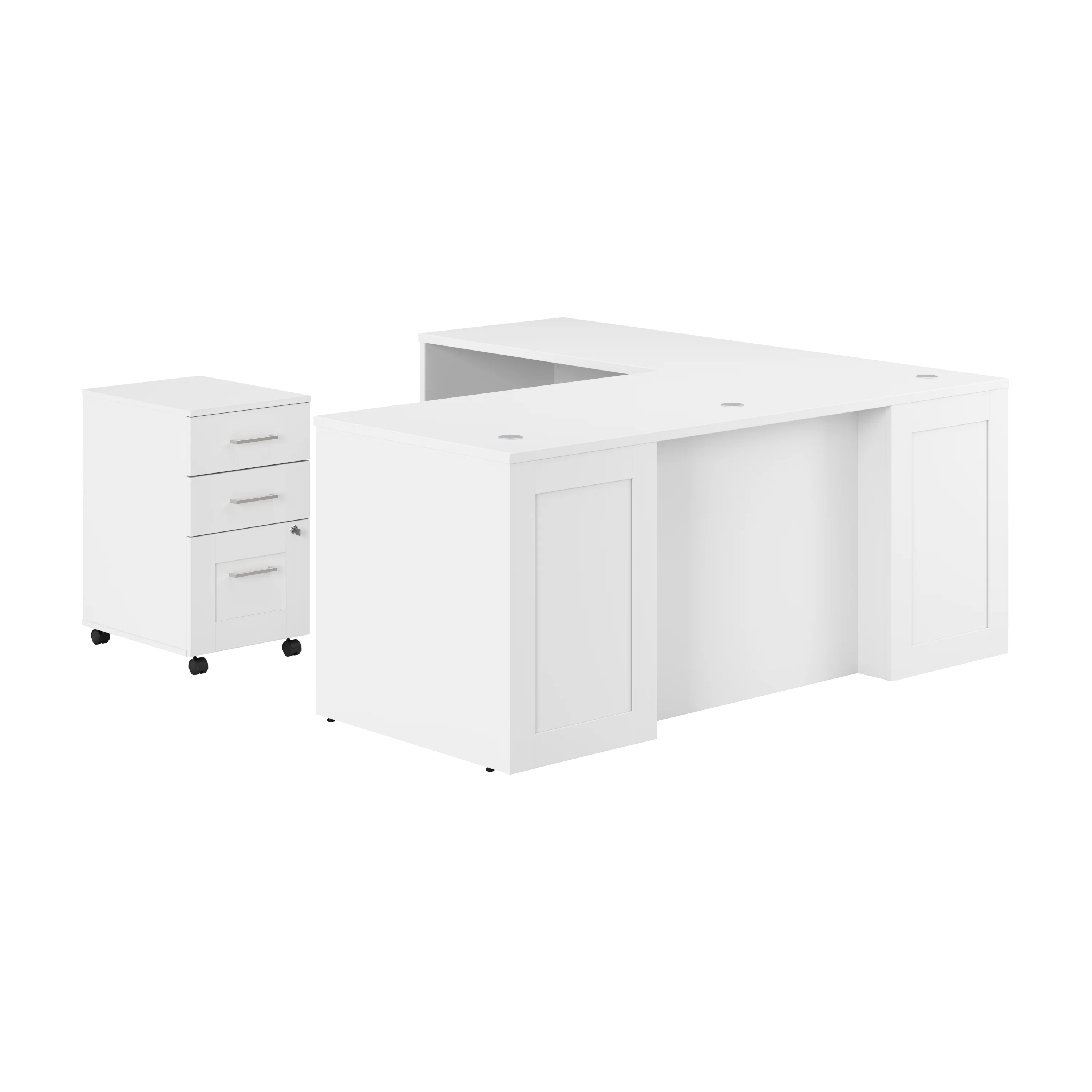 Hampton Heights 72W x 30D Executive L-Shaped Desk with 3 Drawer Mobile File Cabinet