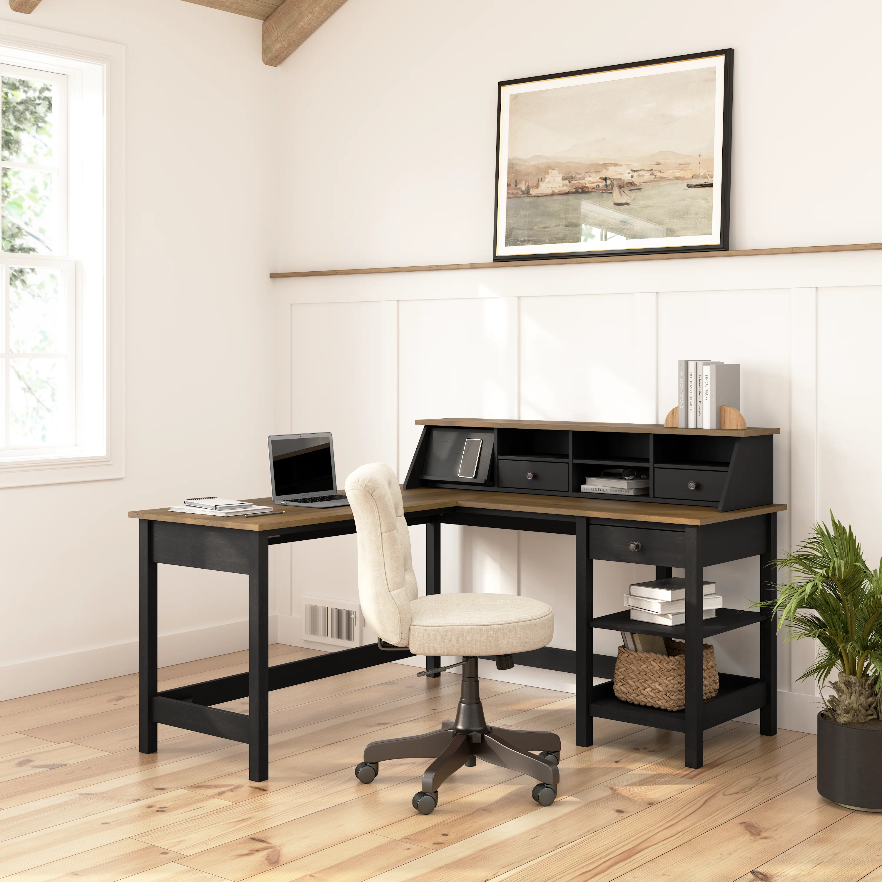 Mayfield 60W L Shaped Computer Desk with Desktop Organizer