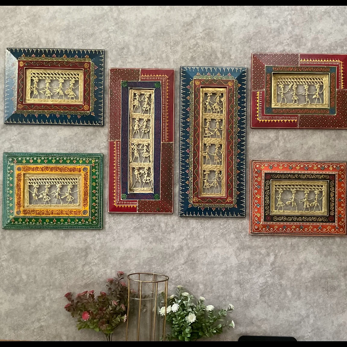 Dhokra Rajasthani Wall Hanging (Set of 6) - Wall Decor - Home Decor