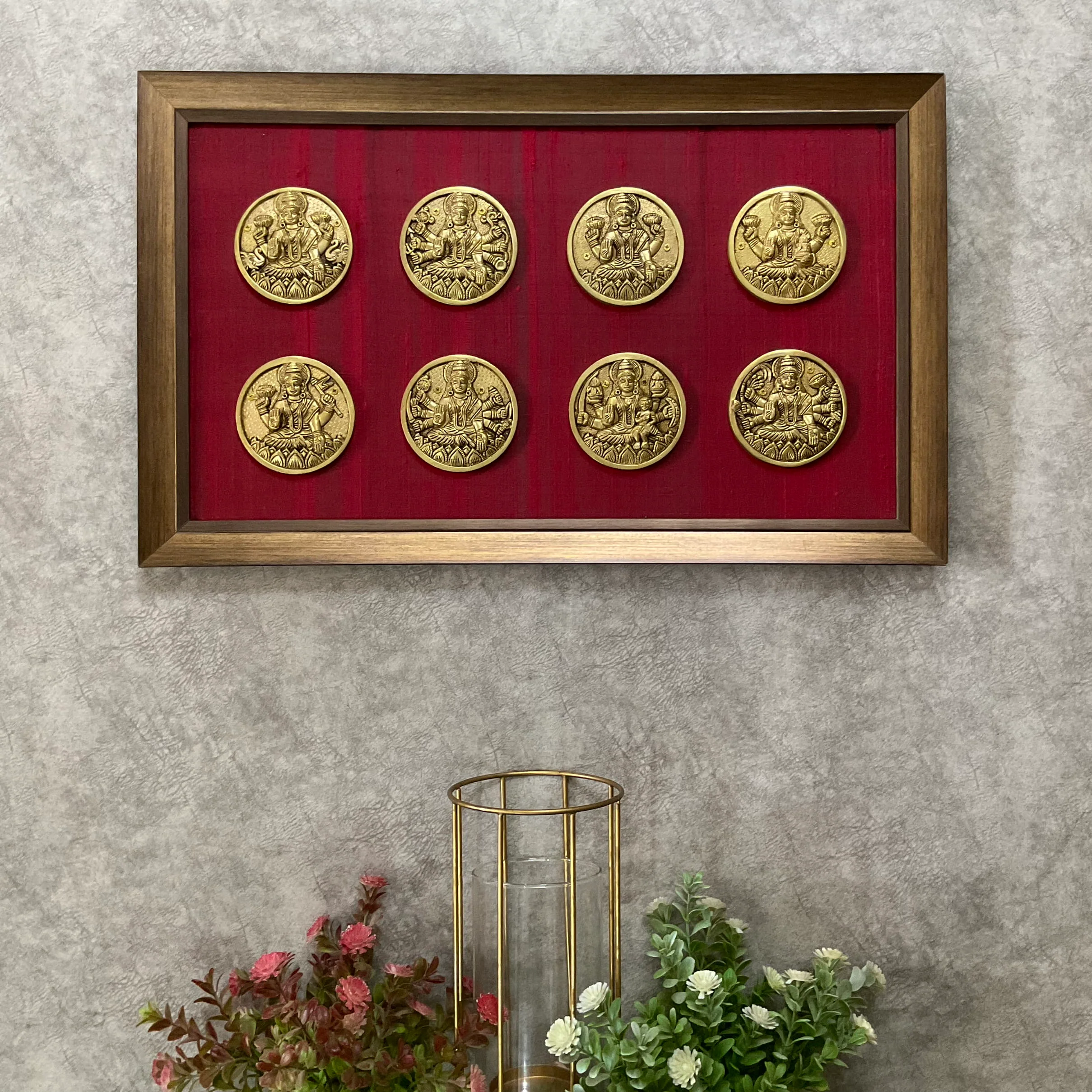 Ashtalakshmi Brass Divine Wall Hanging With Frame