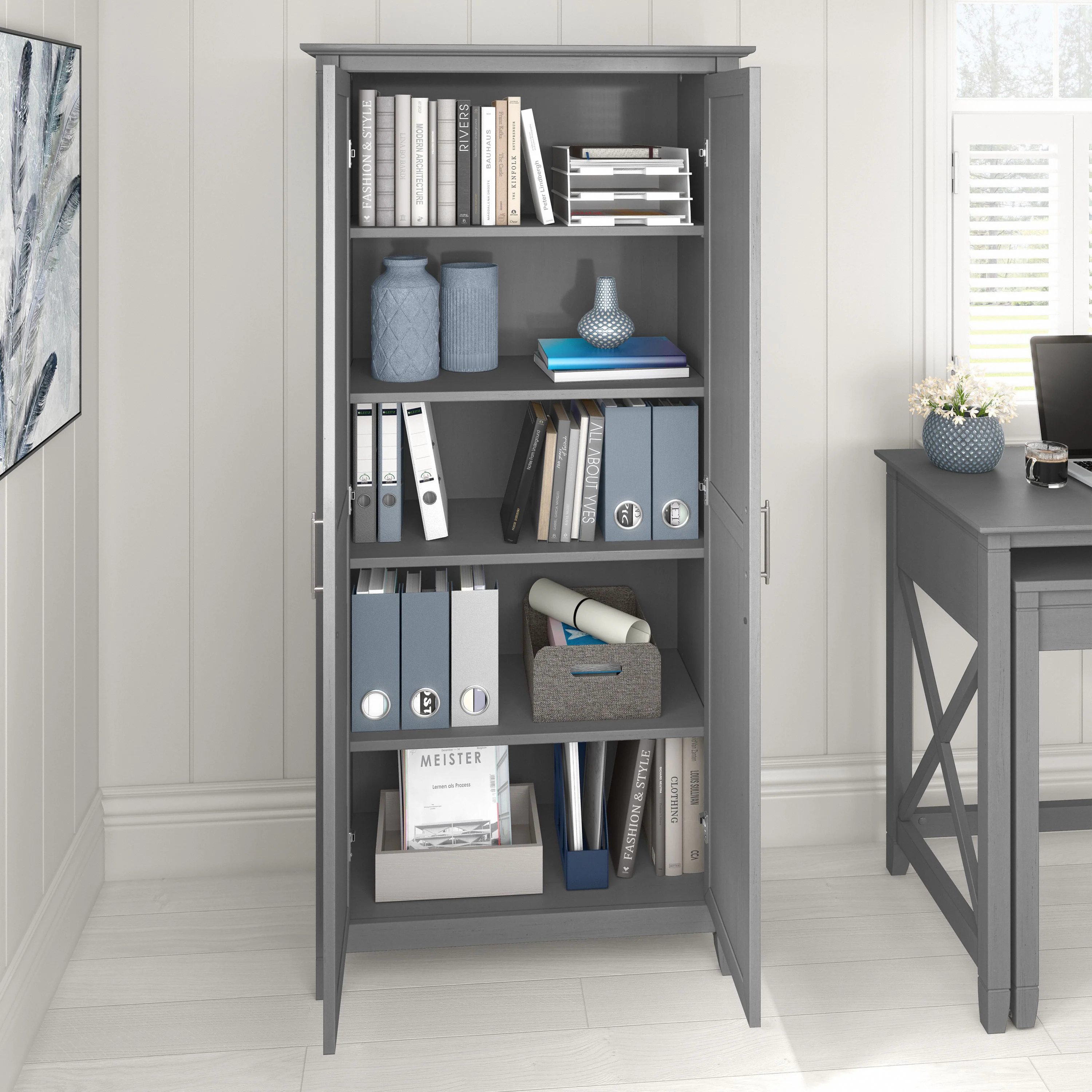 Key West Tall Storage Cabinet with Doors and Shelves