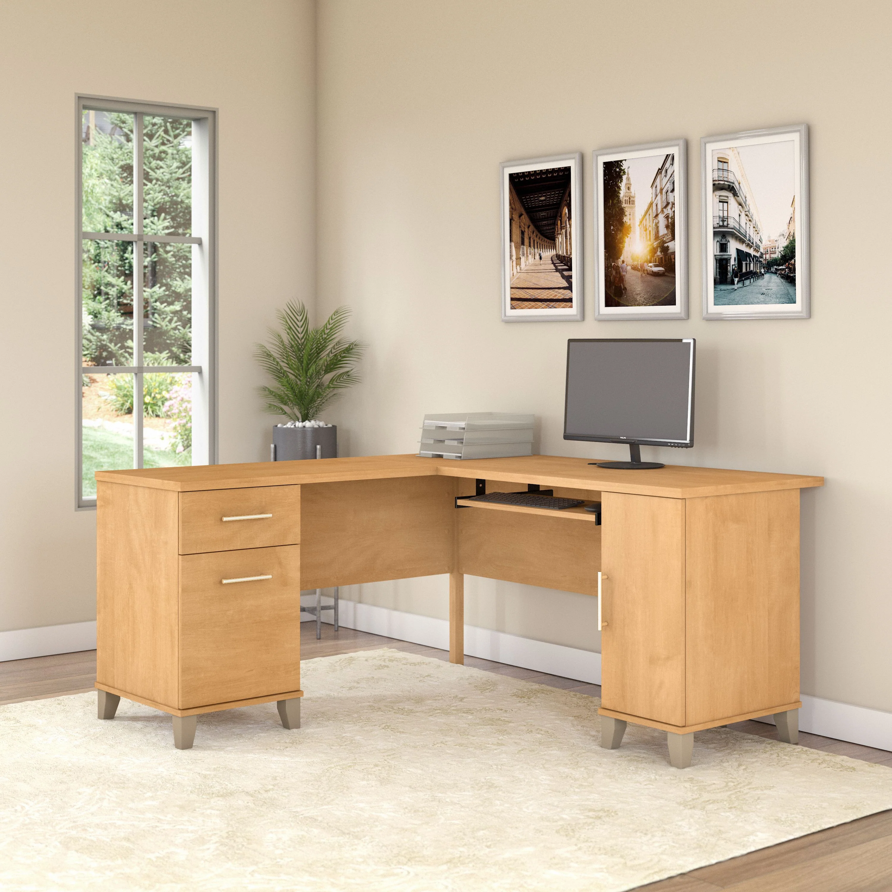 Somerset 60W L Shaped Desk with Storage